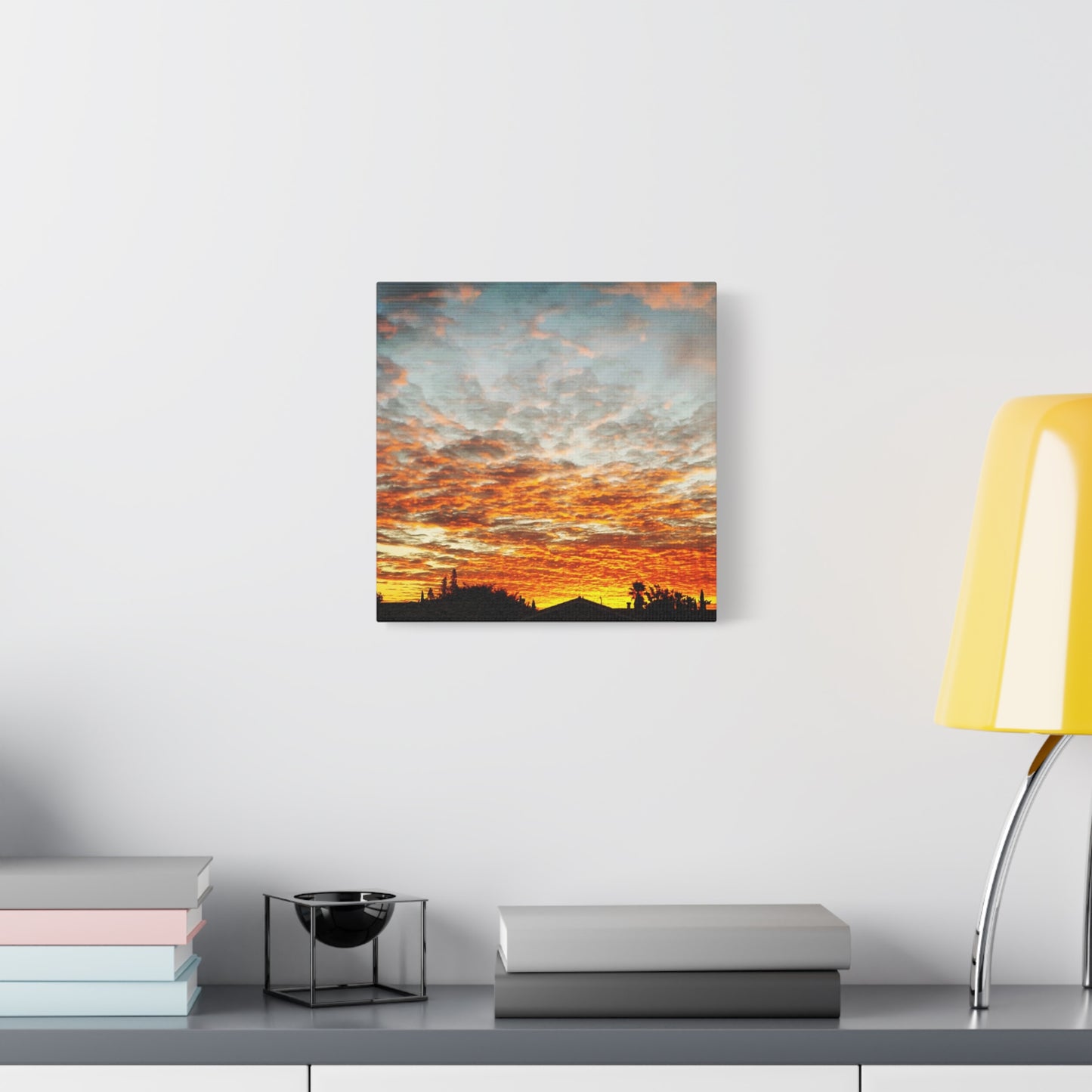 Sunset Sky Canvas Print — Orange Cloudscape Matte Stretched Wall Art