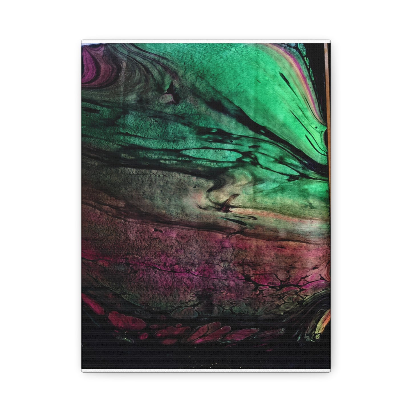 flame tempered pour - Abstract Teal & Magenta Canvas Wall Art — Matte Stretched 1.25"