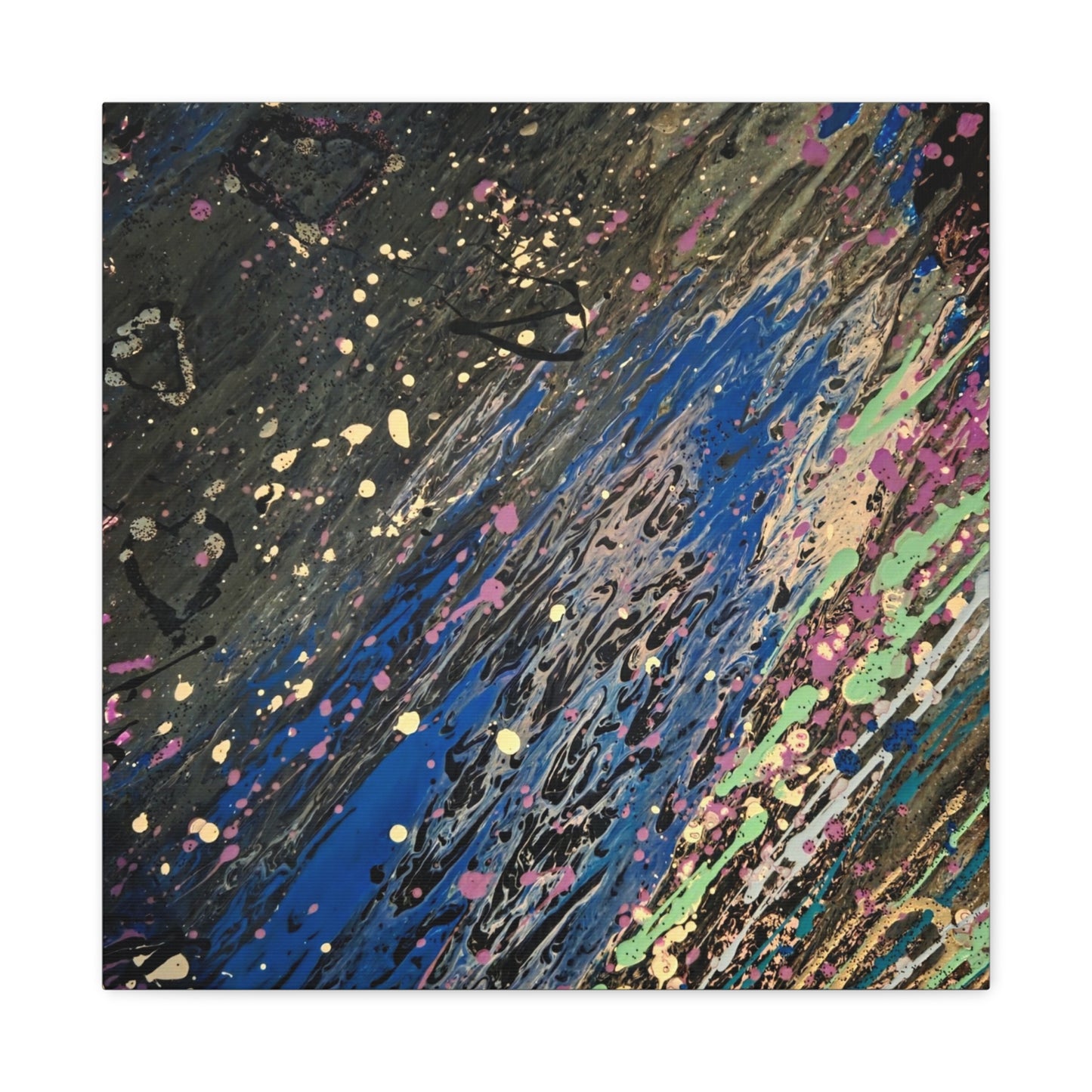 Abstract Splatter Matte Canvas Print — Colorful Fluid Art Wall Decor, Stretched 1.25"