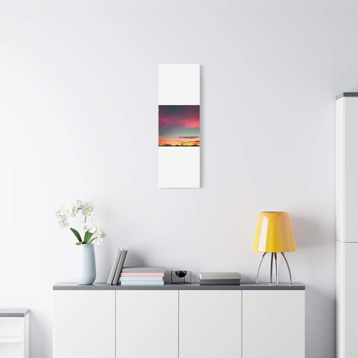 pink sky at morning - Horizon Matte Canvas Print — Vibrant Pink & Teal Sky Wall Art, Stretched 1.25"
