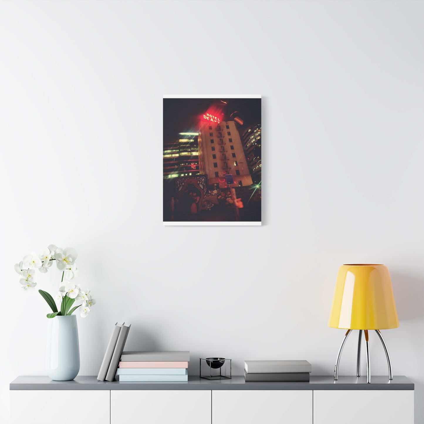 Hotel DeAnza - City Nightscape Canvas Print — Urban Street Art Building Matte Stretched 1.25"