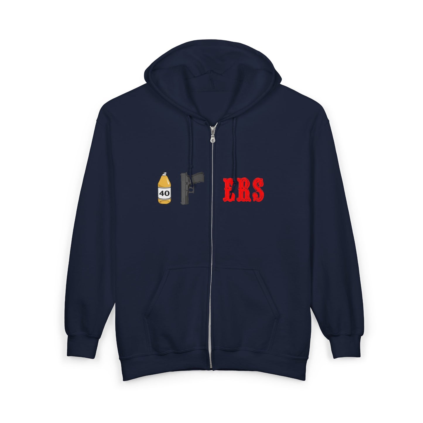 Zip Hoodie "40oz PERS" Graphic Full-Zip Hooded Sweatshirt — Urban Streetwear Gift