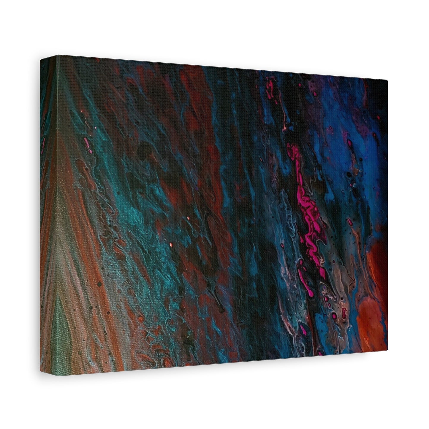 Abstract Fluid Art Canvas Wall Art - Jupiter pour — Vibrant Ocean Night Matte Stretched Canvas