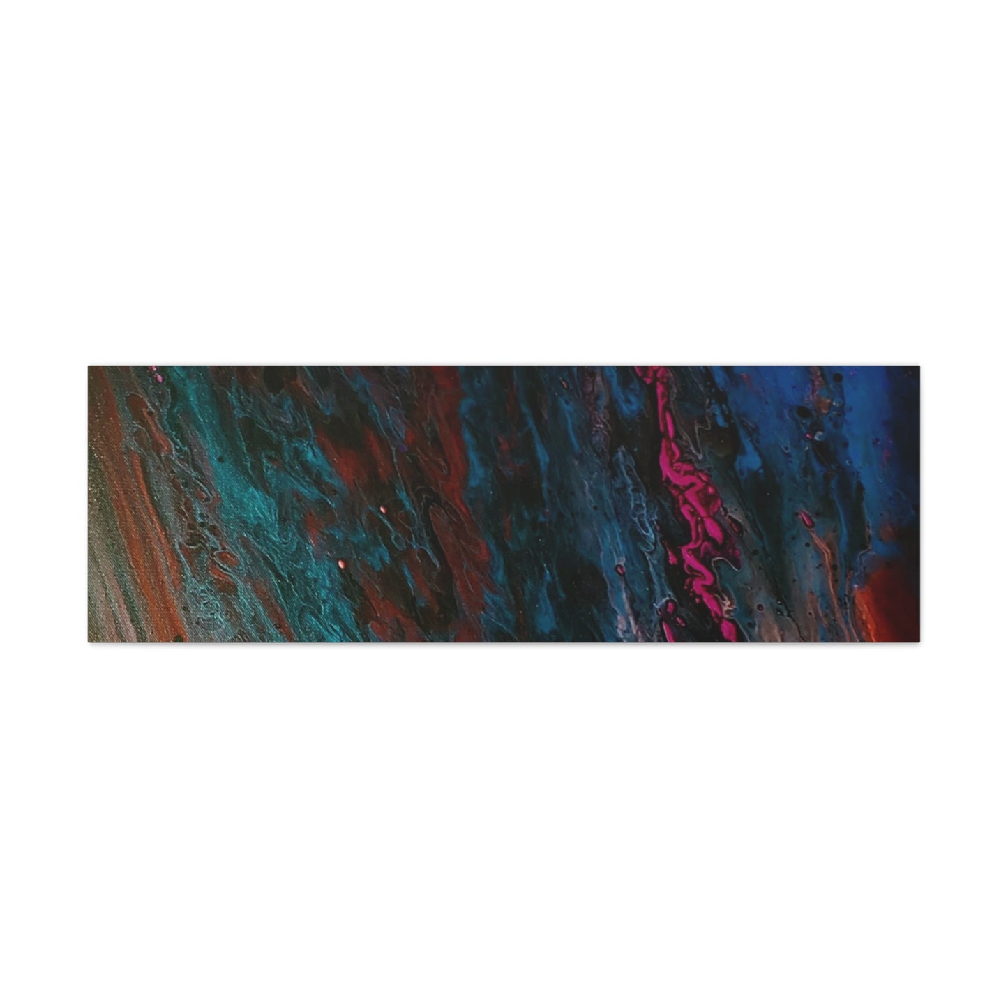 Abstract Fluid Art Canvas Wall Art - Jupiter pour — Vibrant Ocean Night Matte Stretched Canvas
