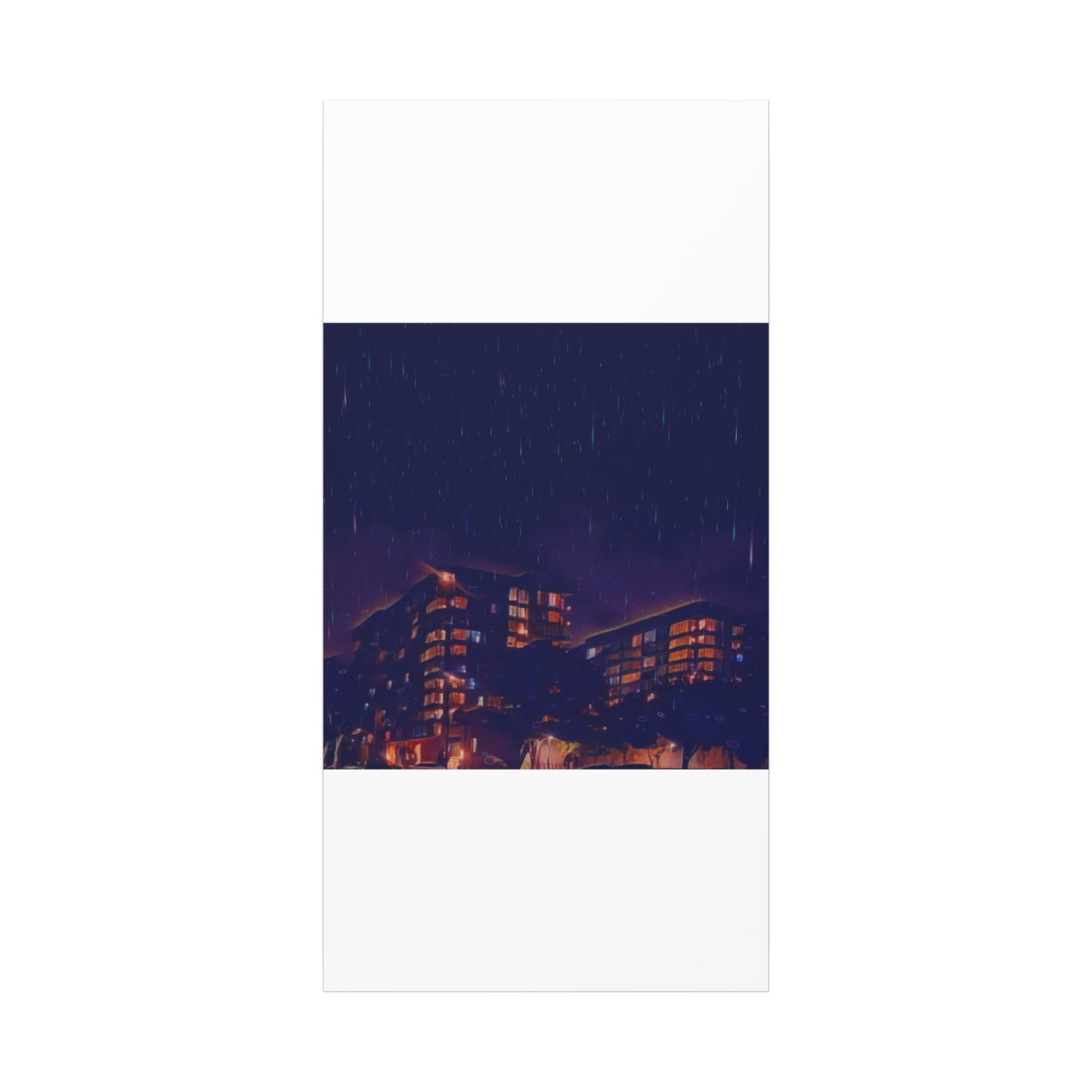 Neon Percipitation @ night - Canvas Print — Moody Urban Wall Art