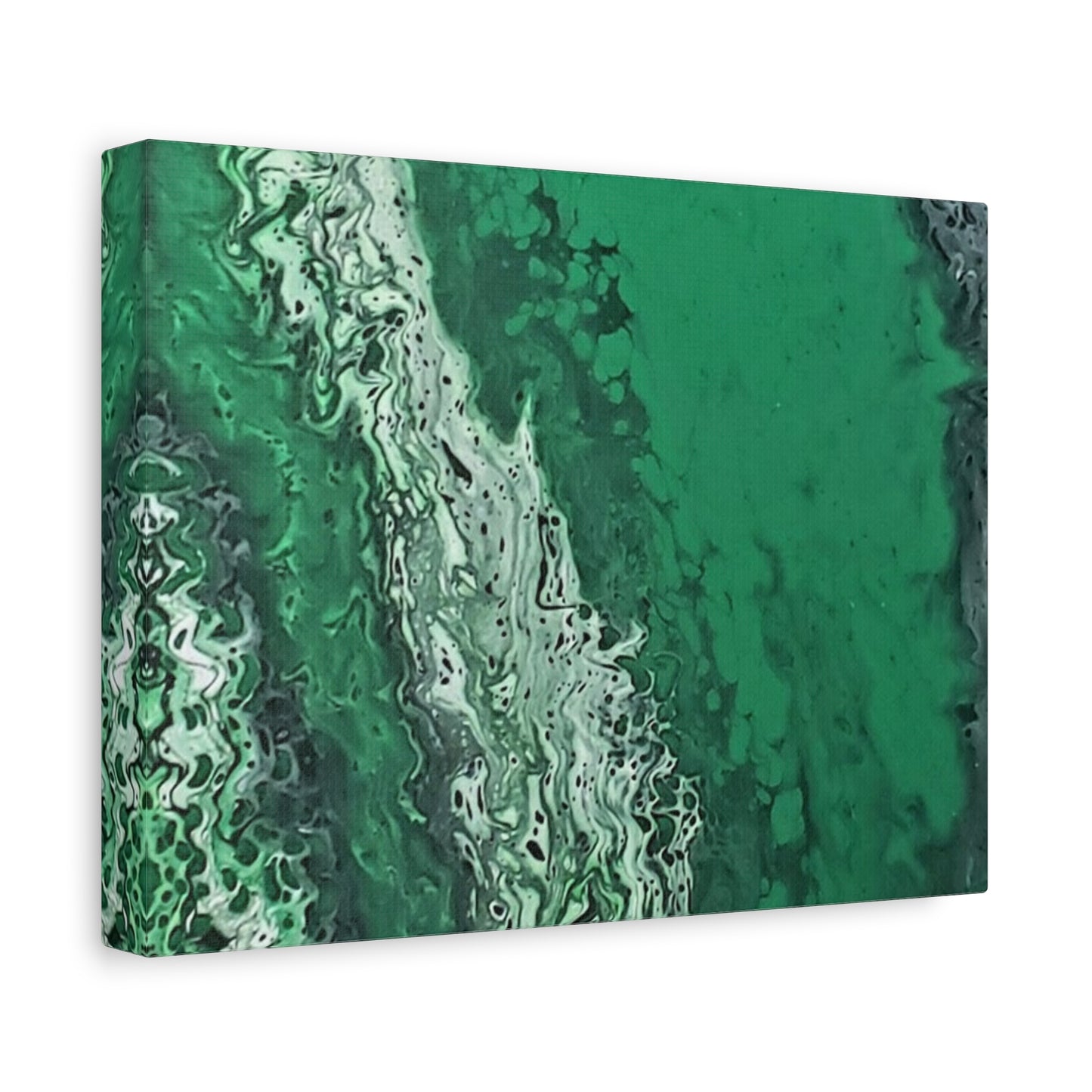 Emerald Wave Abstract Canvas Print — Matte Stretched Wall Art