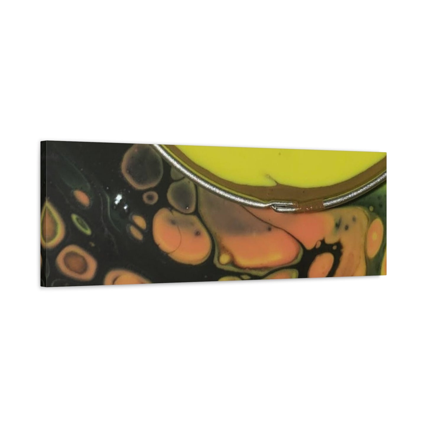 Abstract Fluid Art Canvas Print — Yellow & Black Cell Pour