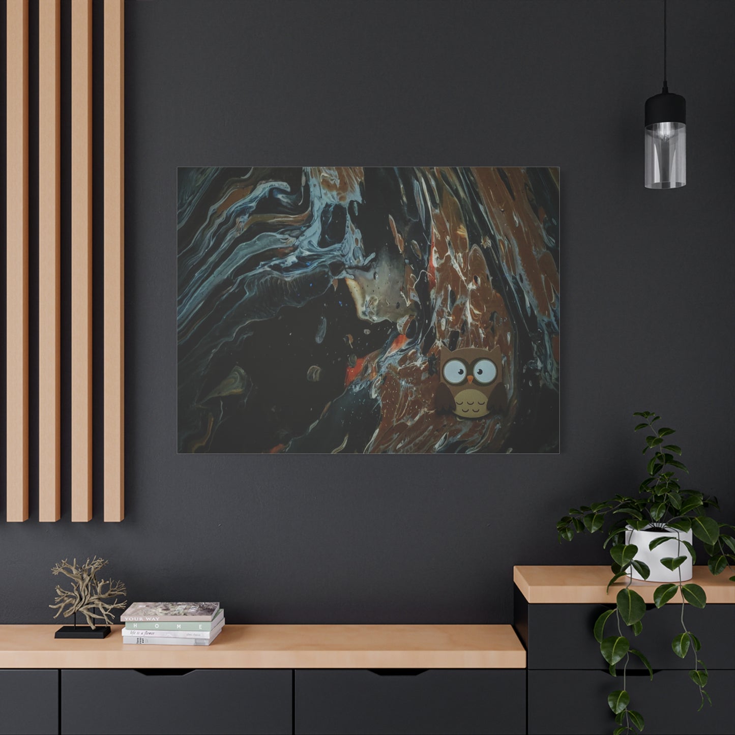 Abstract Swirl Owl Matte Canvas Print