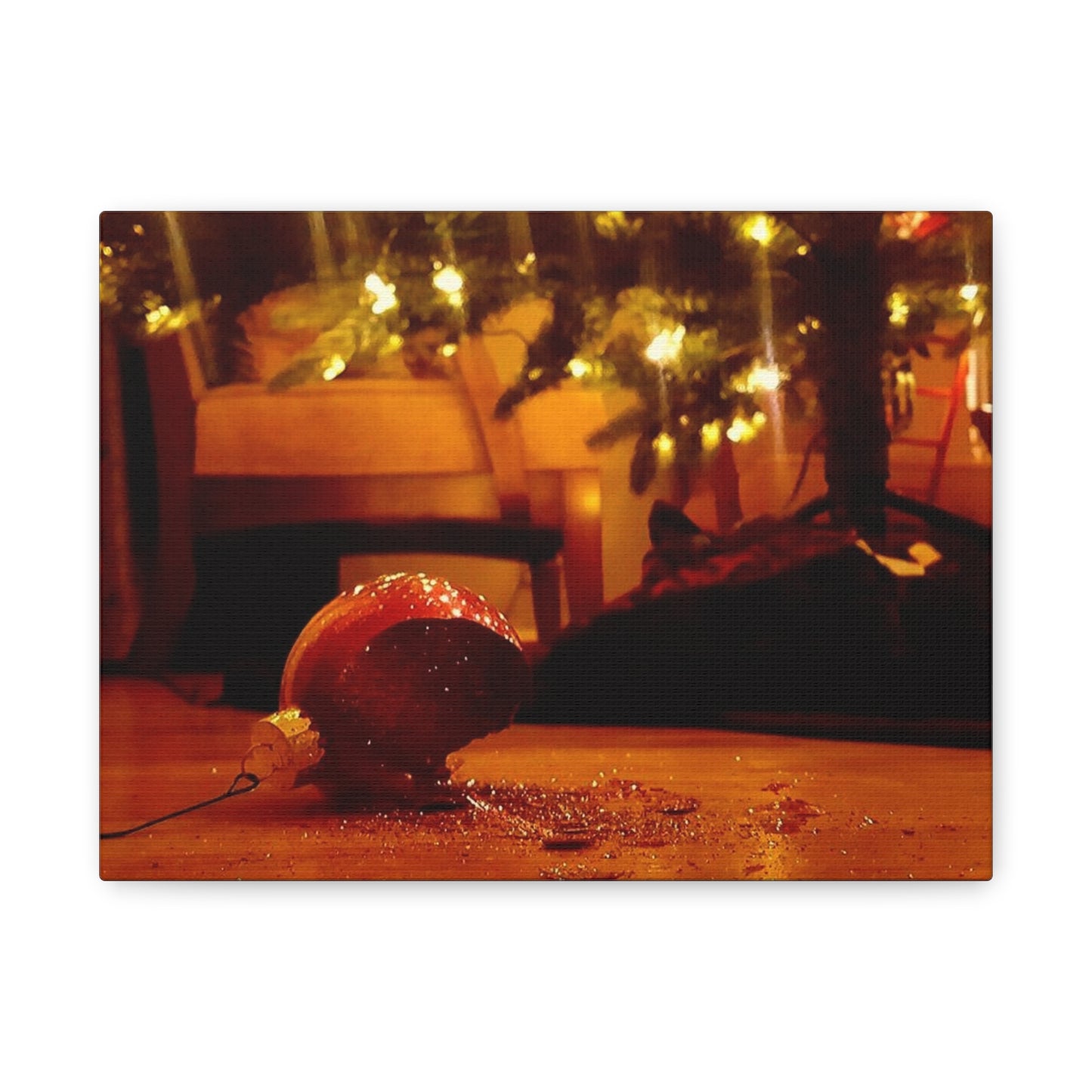 Christmas Tree Ornament Photo Canvas – Cozy Holiday Still Life Wall Art