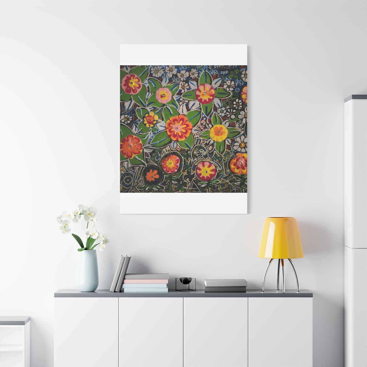 Urban_gardening-04 - Floral Pop Matte Stretched Canvas – Colorful Hand-Painted Garden Wall Art