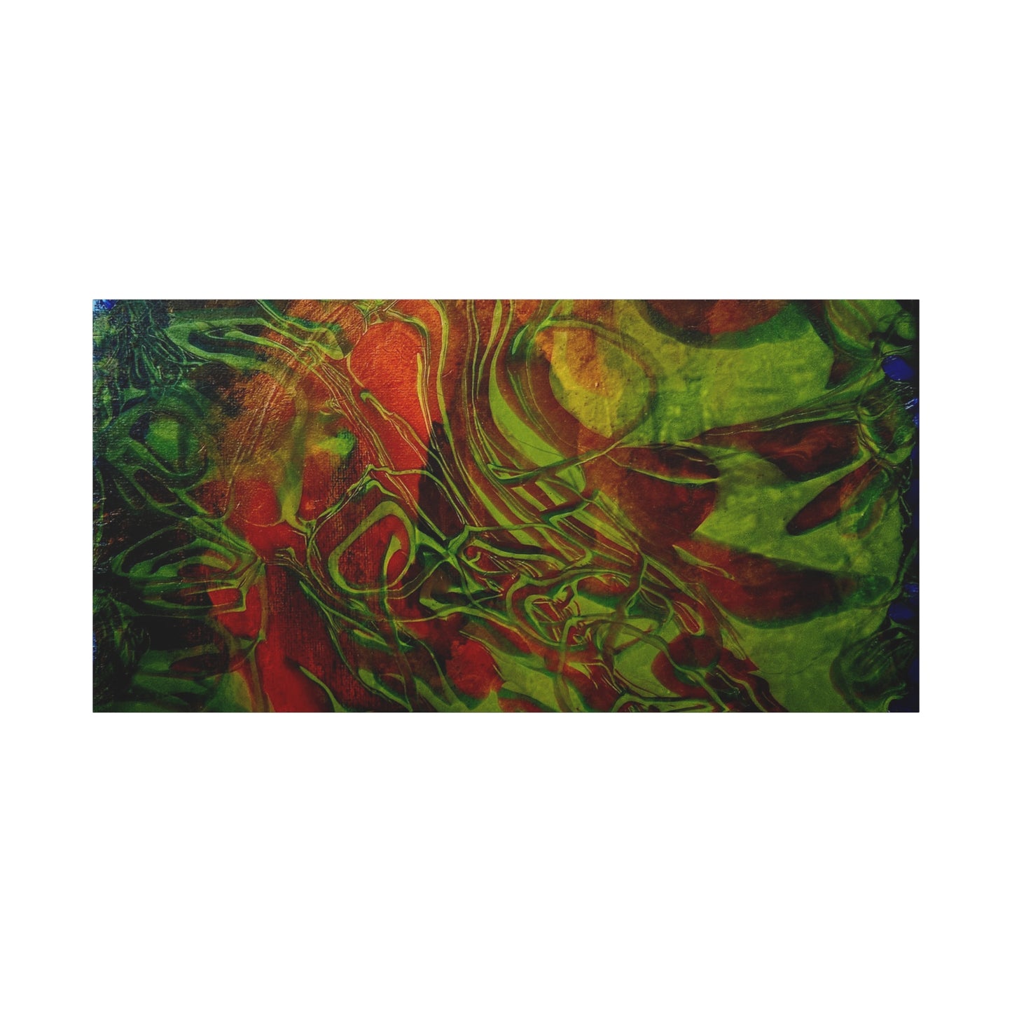 Abstract Green & Red Fluid Art Canvas Print