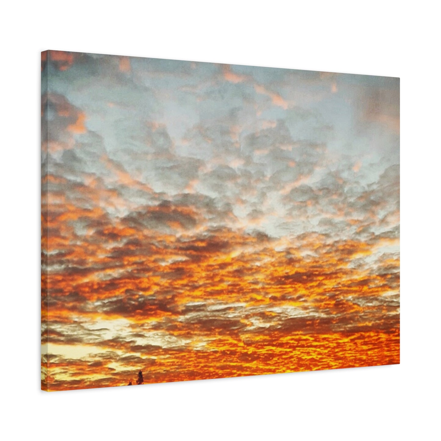 Sunset Sky Canvas Print — Orange Cloudscape Matte Stretched Wall Art