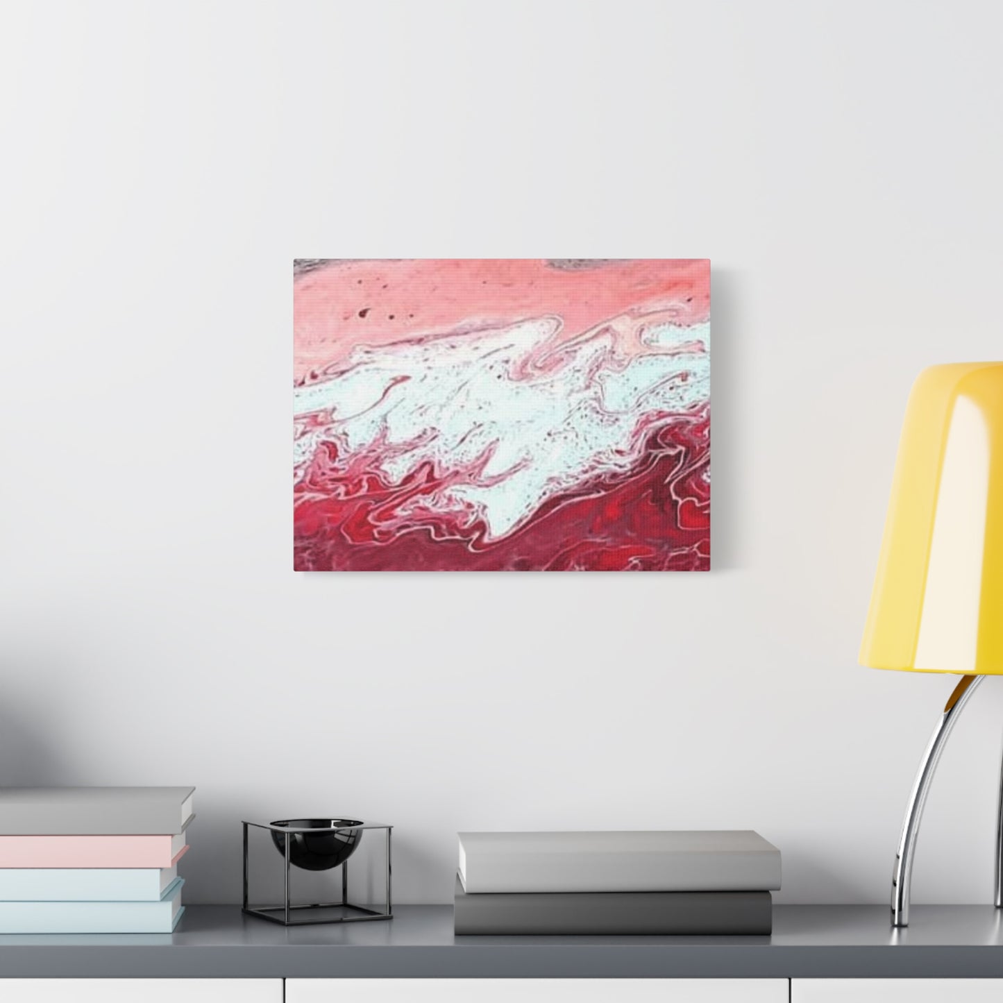 Abstract Pink & Red Fluid Art Canvas — Matte Stretched Wall Art