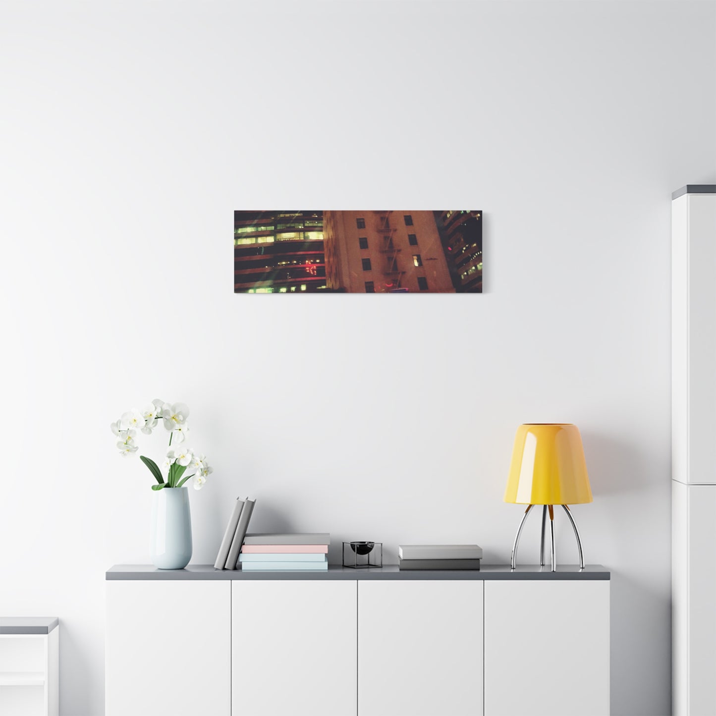 Hotel DeAnza - City Nightscape Canvas Print — Urban Street Art Building Matte Stretched 1.25"