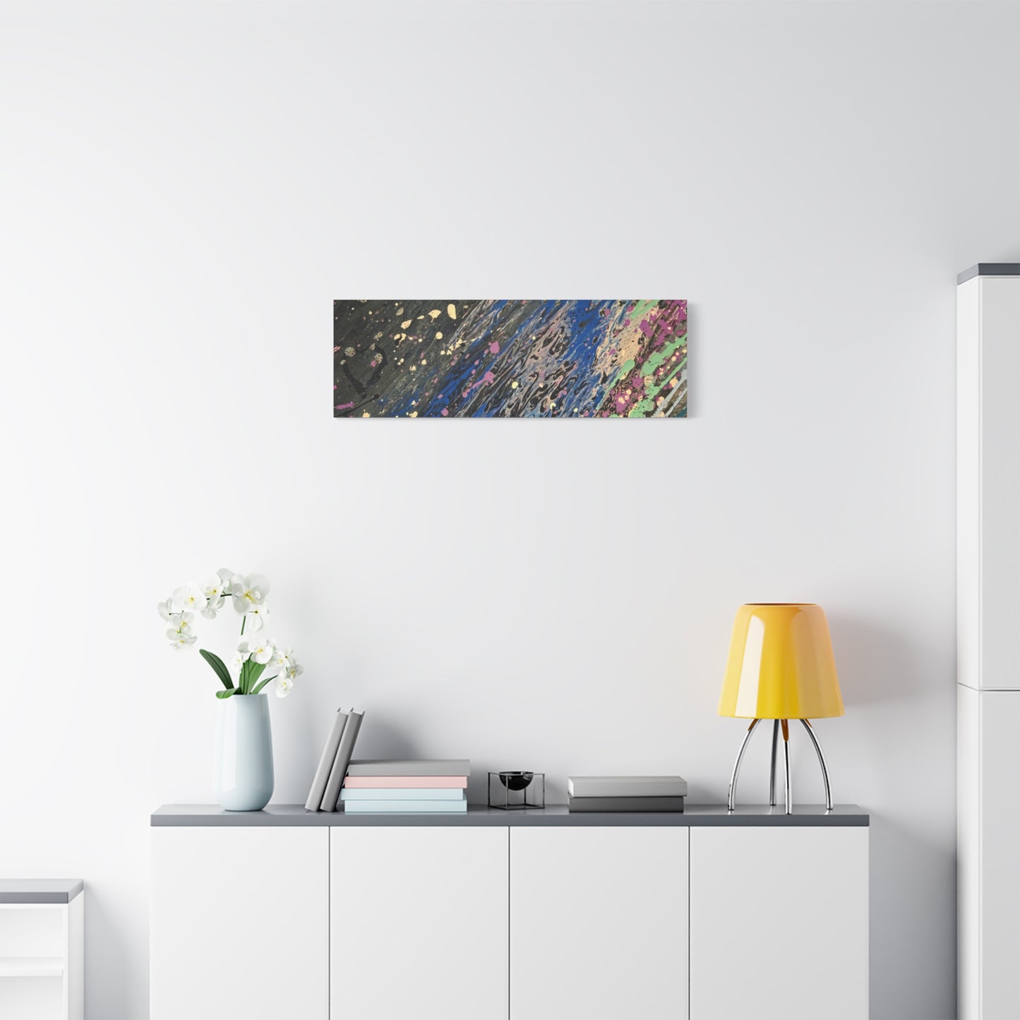 Abstract Splatter Matte Canvas Print — Colorful Fluid Art Wall Decor, Stretched 1.25"