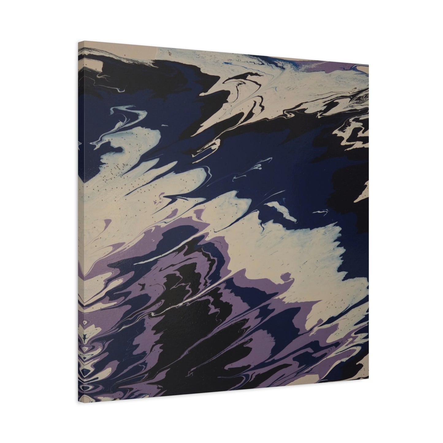 Abstract Navy & Lavender Wave Matte Stretched Canvas (1.25")