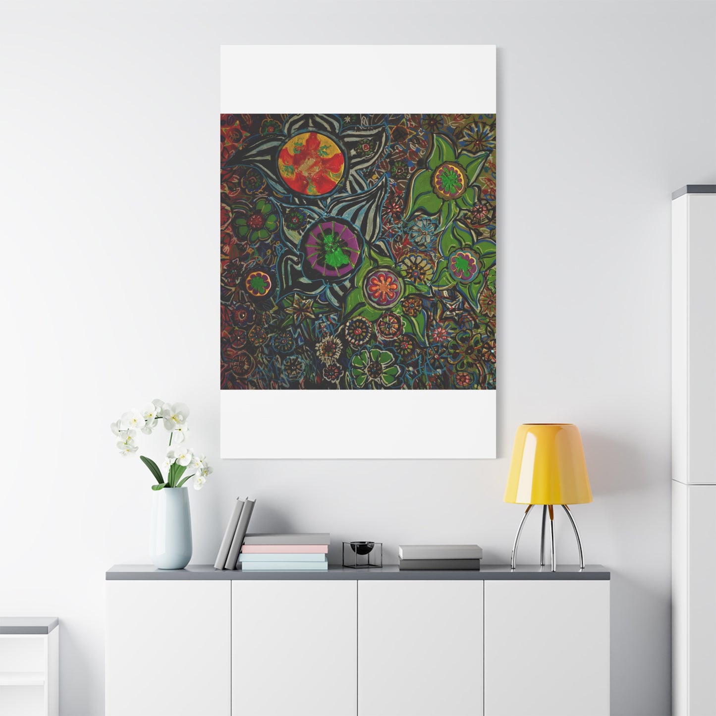 Urban_gardening-03 - Psychedelic Floral Canvas Print — Vibrant Abstract Garden Wall Art