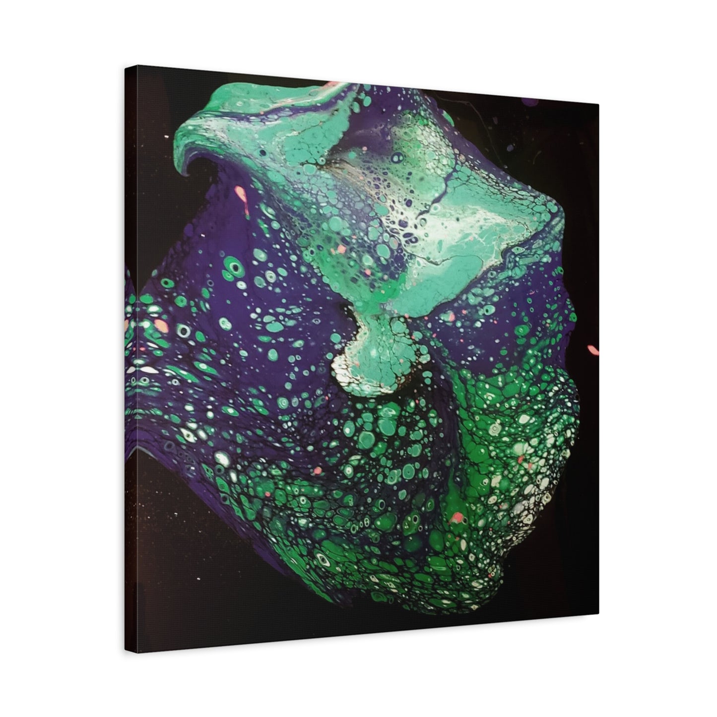 Abstract Green & Teal Fluid Art Canvas Print - Matte Stretched Wall Art