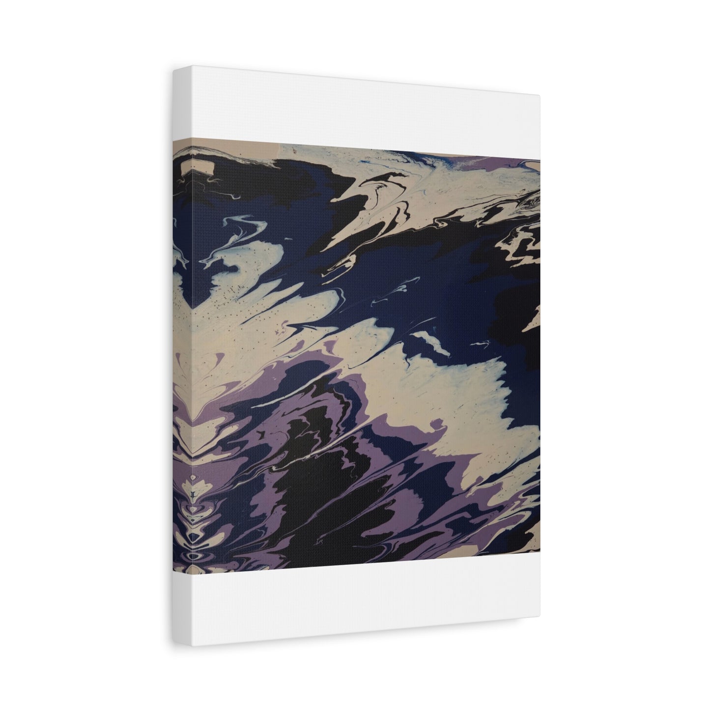 Abstract Navy & Lavender Wave Matte Stretched Canvas (1.25")