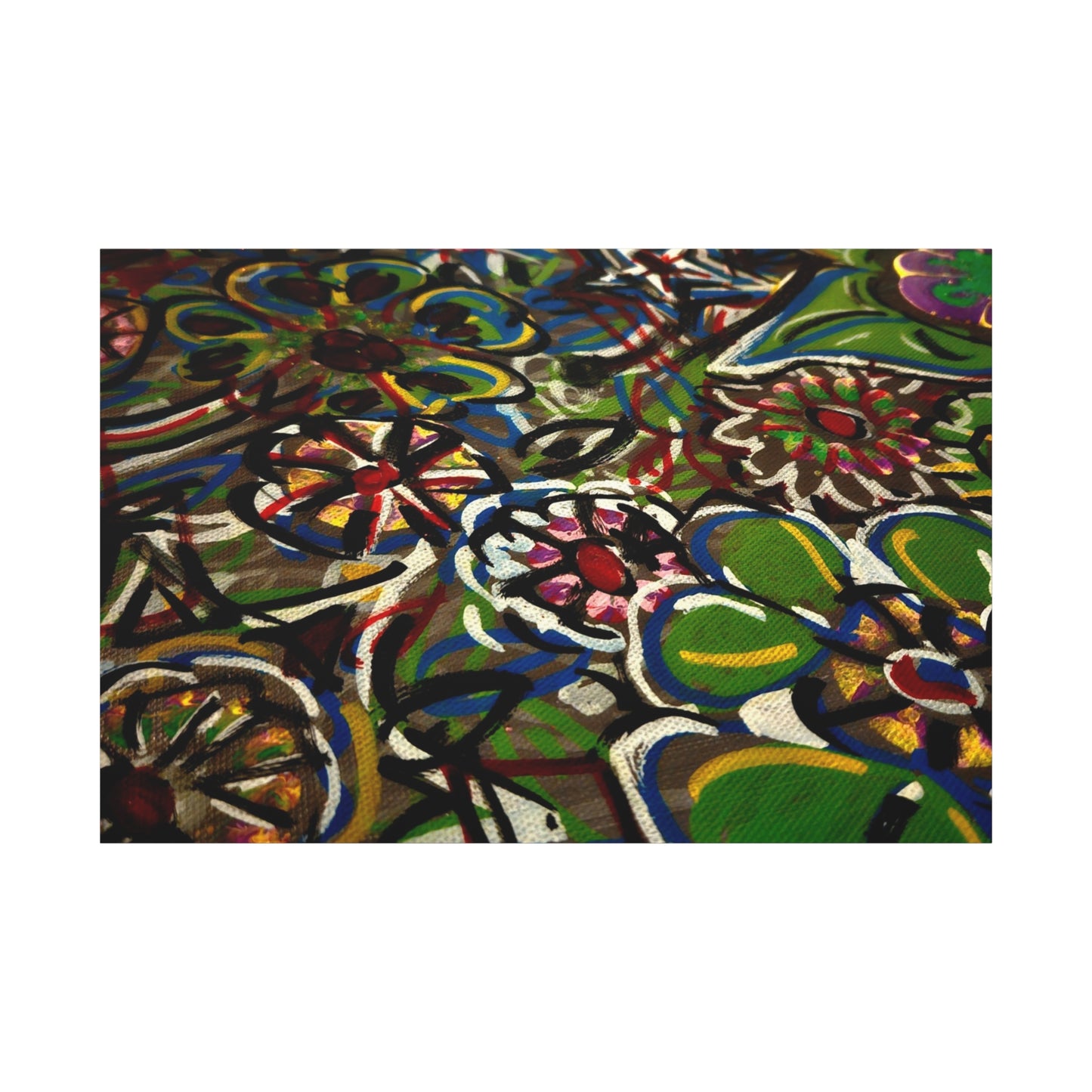 Urban_Gardening - Abstract Floral Canvas Print — Colorful Street-Art Style Stretched Wall Art