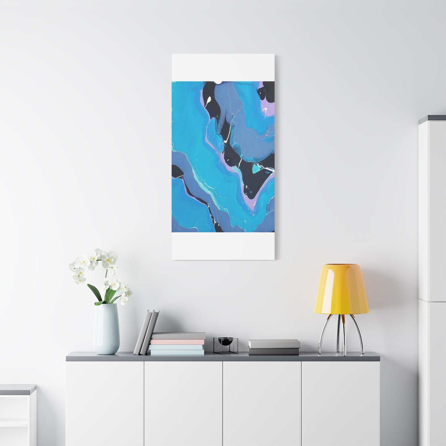 Abstract Blue Fluid Art Canvas Print — Matte Stretched Wall Art 1.25"