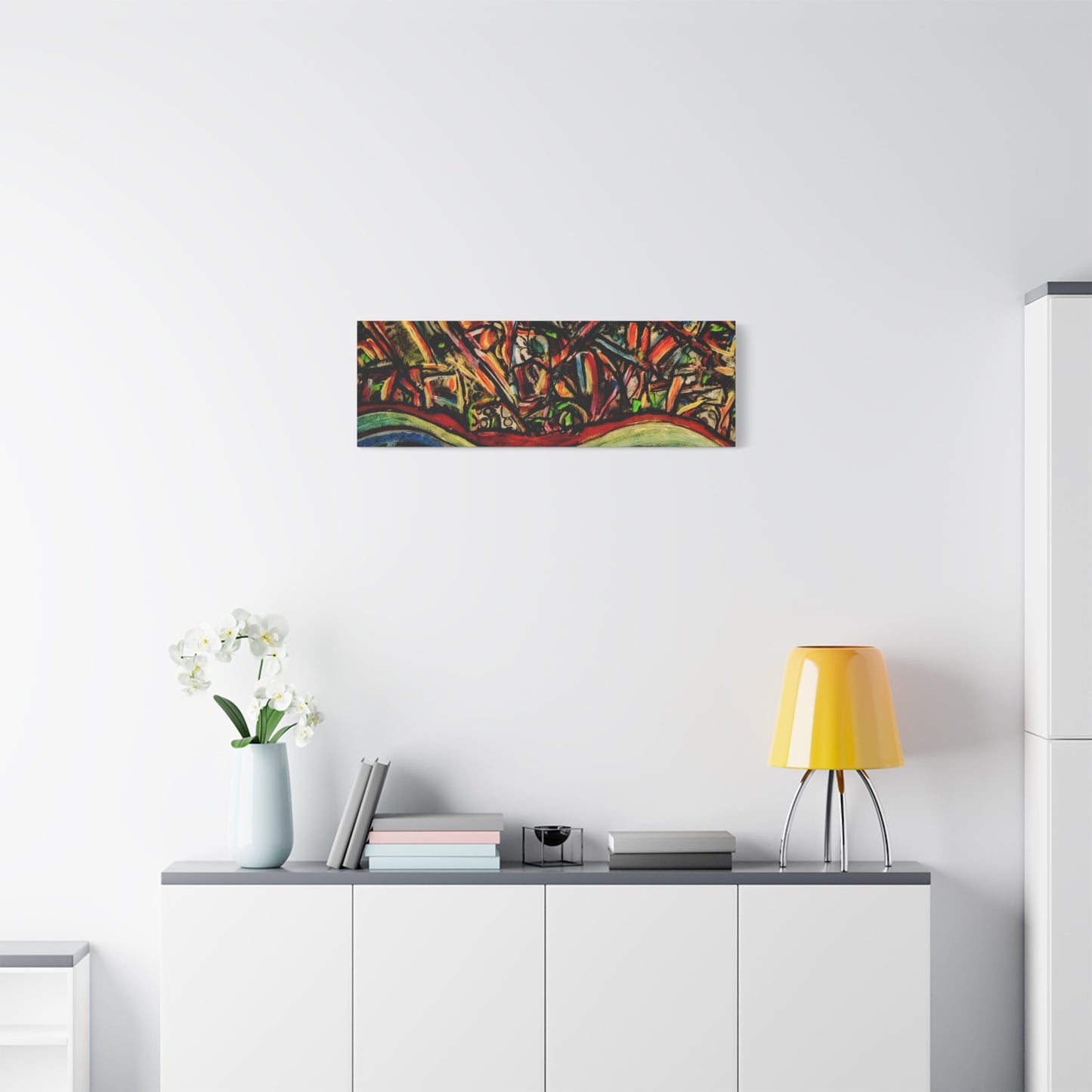 Acrylic_inequalities - Abstract Coastal Cityscape Canvas — Vibrant Ocean Wave Wall Art