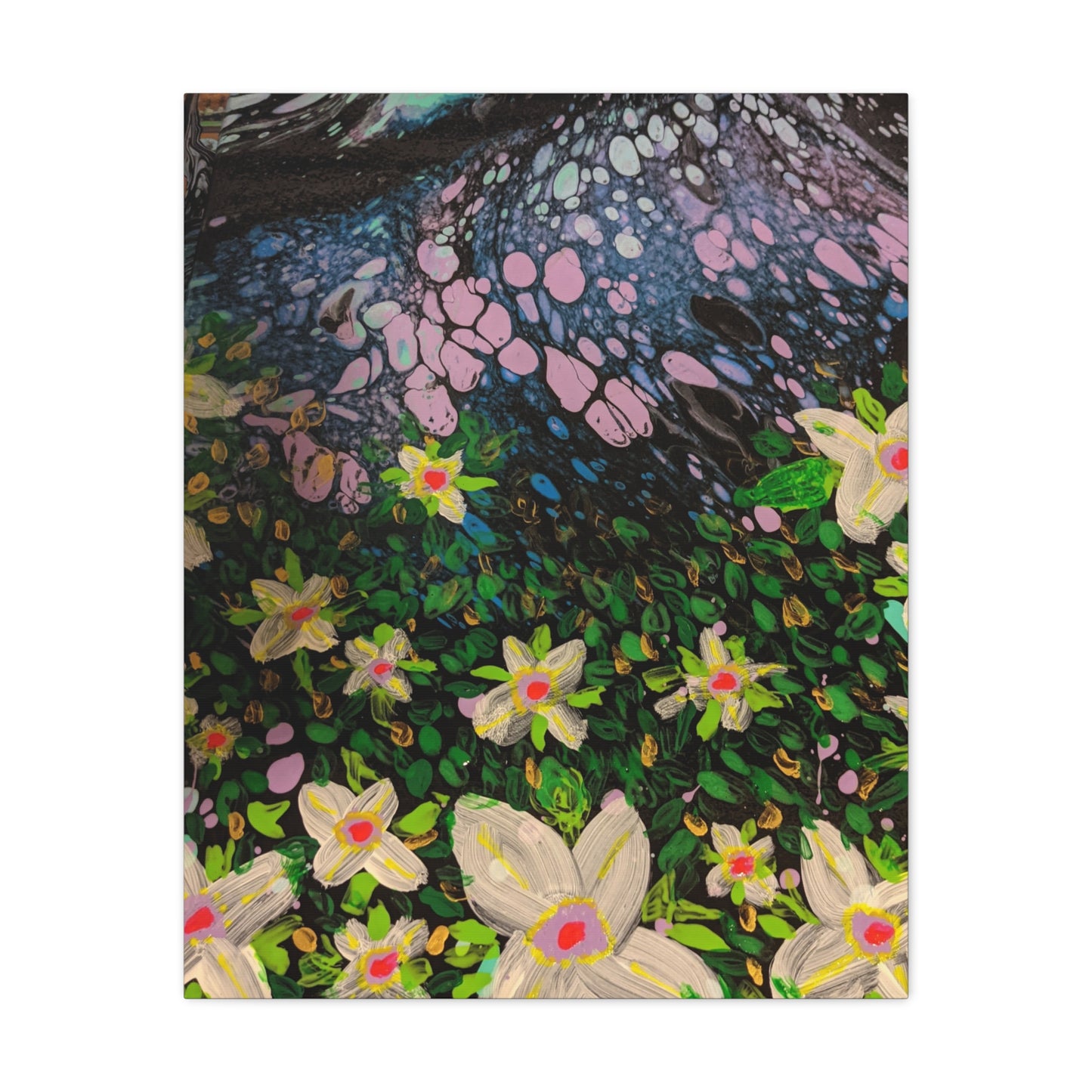 Floetrol&Flowers - Night Pour Garden Matte Canvas Print — Stretched Wall Art