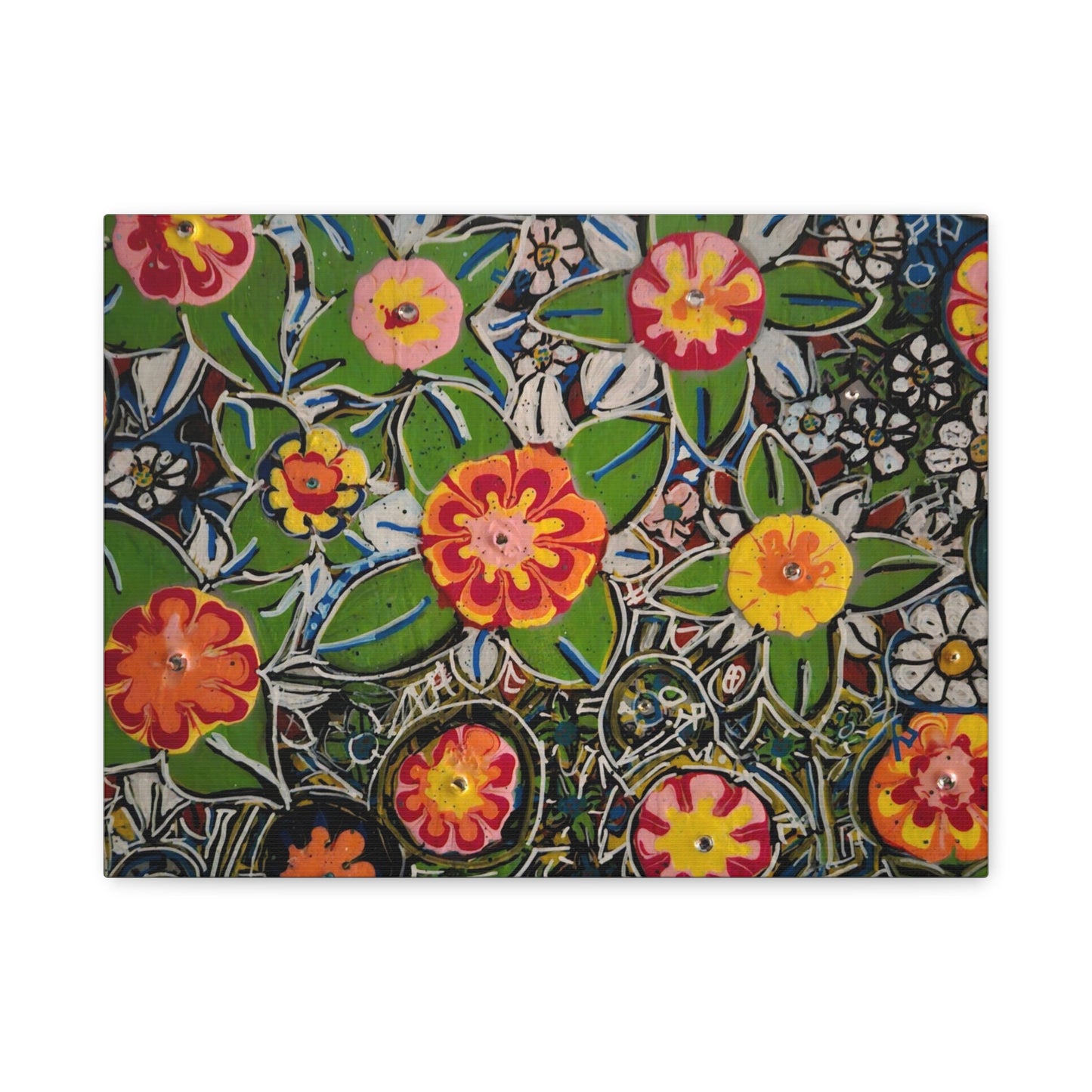 Urban_gardening-04 - Floral Pop Matte Stretched Canvas – Colorful Hand-Painted Garden Wall Art