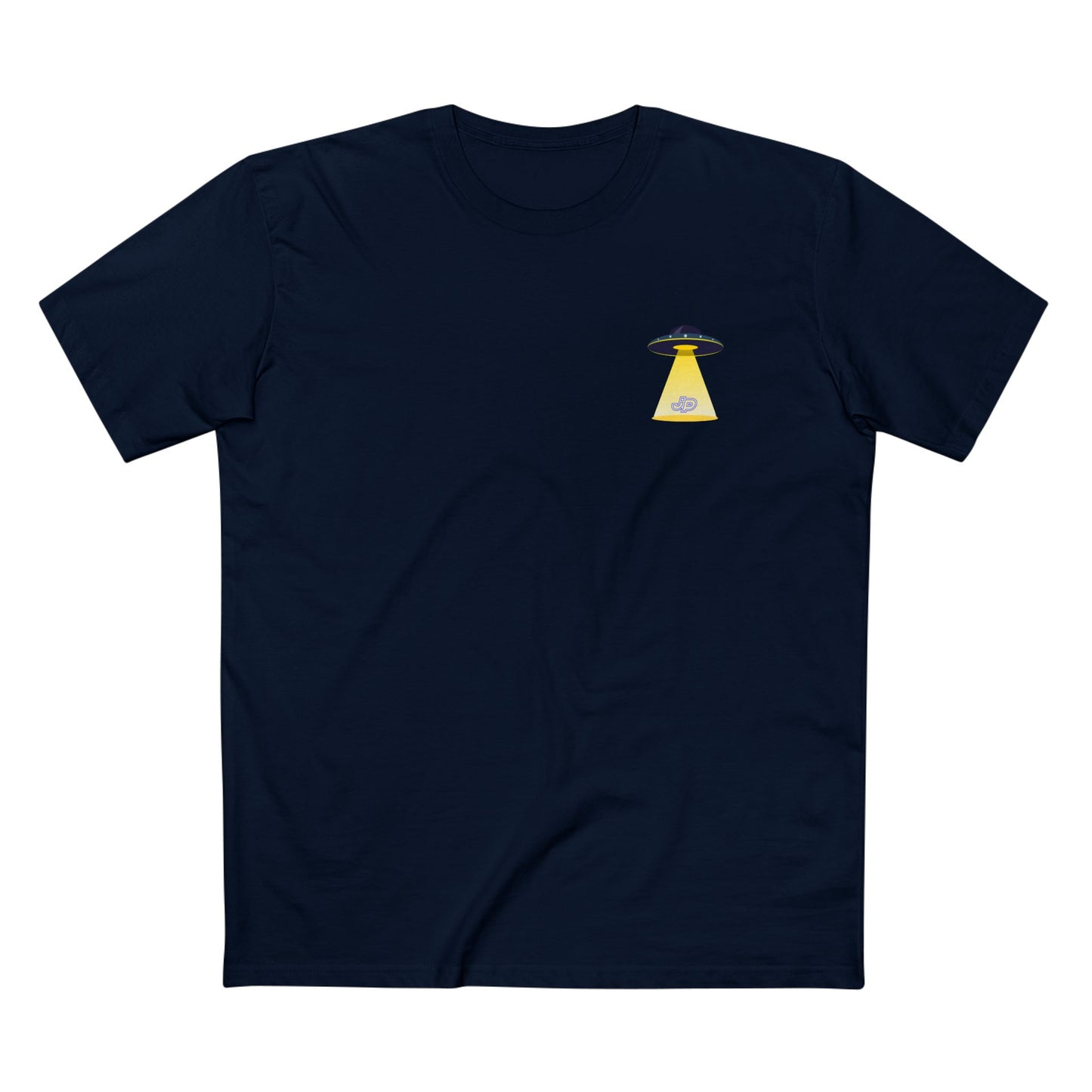UFO Chest Pocket Tee — Retro Rocket Back Graphic Shirt