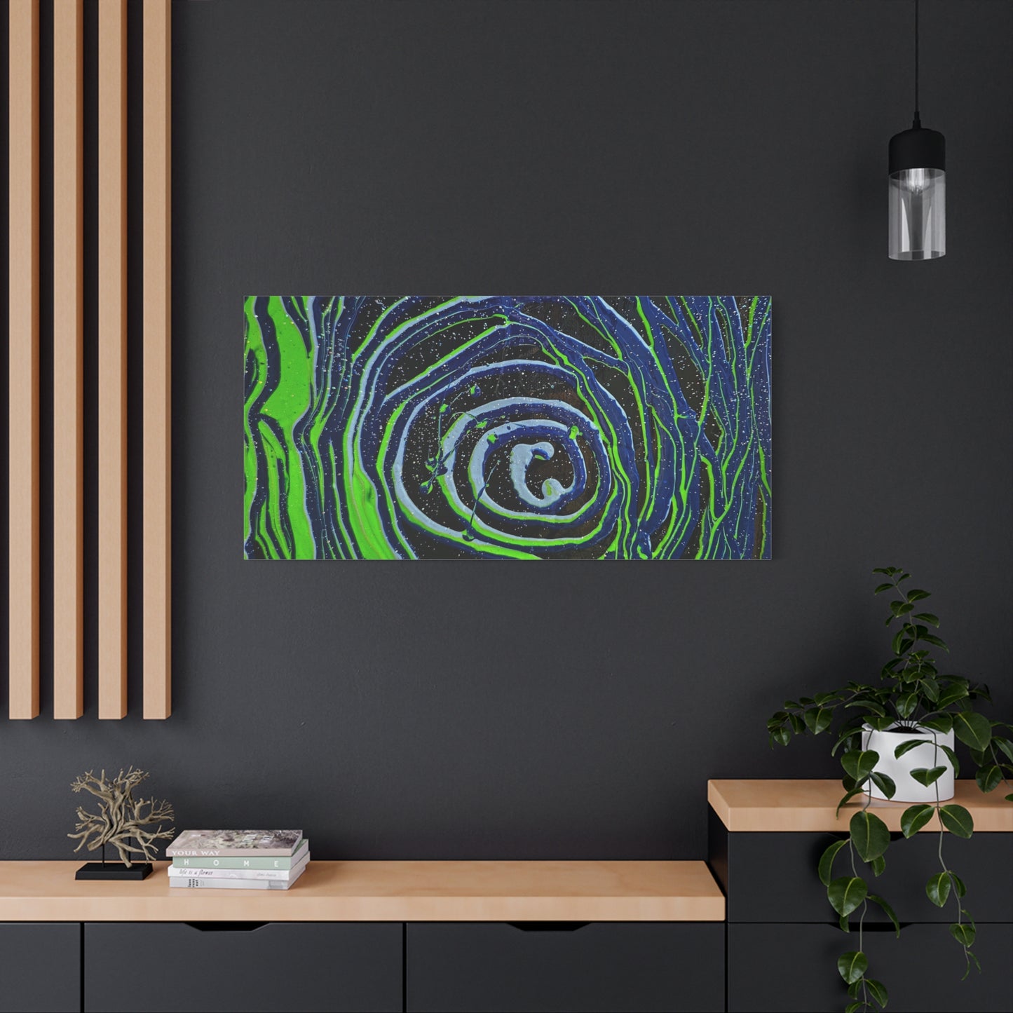 Abstract Green Swirl Matte Canvas Art — Stretched 1.25" Wall Décor
