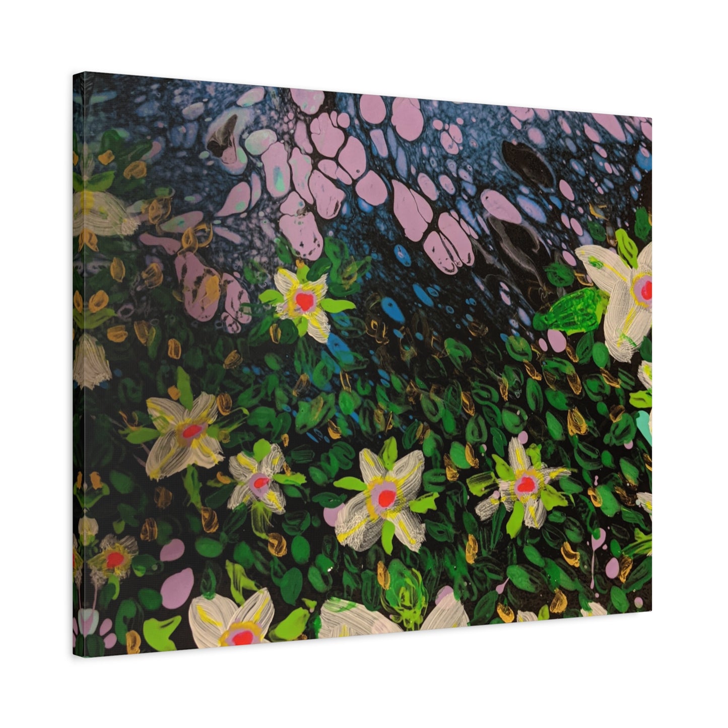 Floetrol&Flowers - Night Pour Garden Matte Canvas Print — Stretched Wall Art