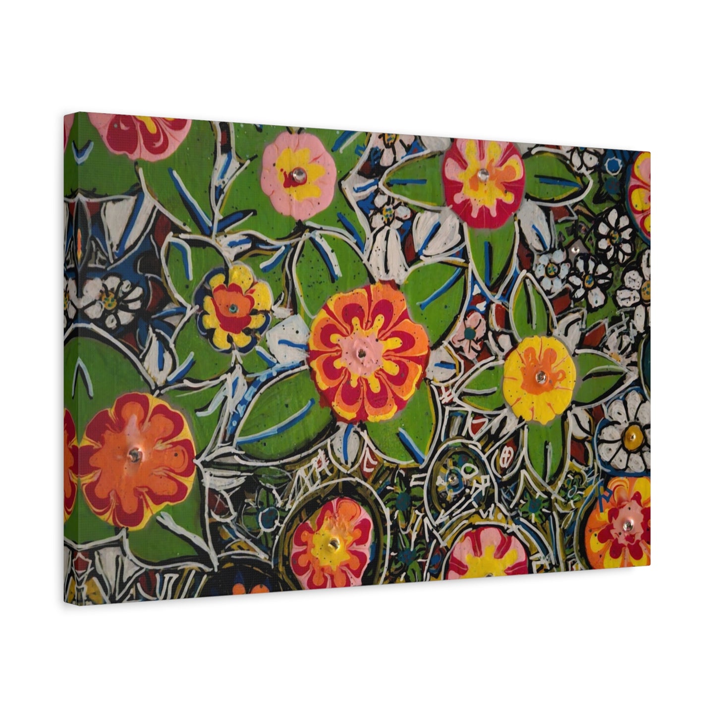 Urban_gardening-04 - Floral Pop Matte Stretched Canvas – Colorful Hand-Painted Garden Wall Art