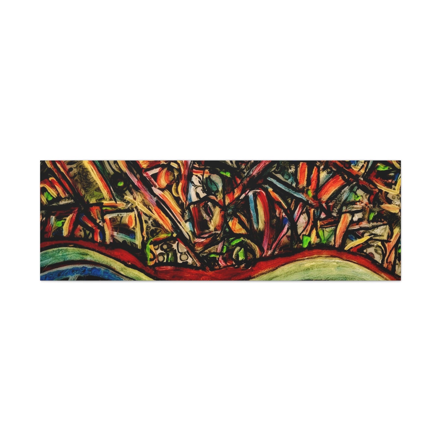 Acrylic_inequalities - Abstract Coastal Cityscape Canvas — Vibrant Ocean Wave Wall Art