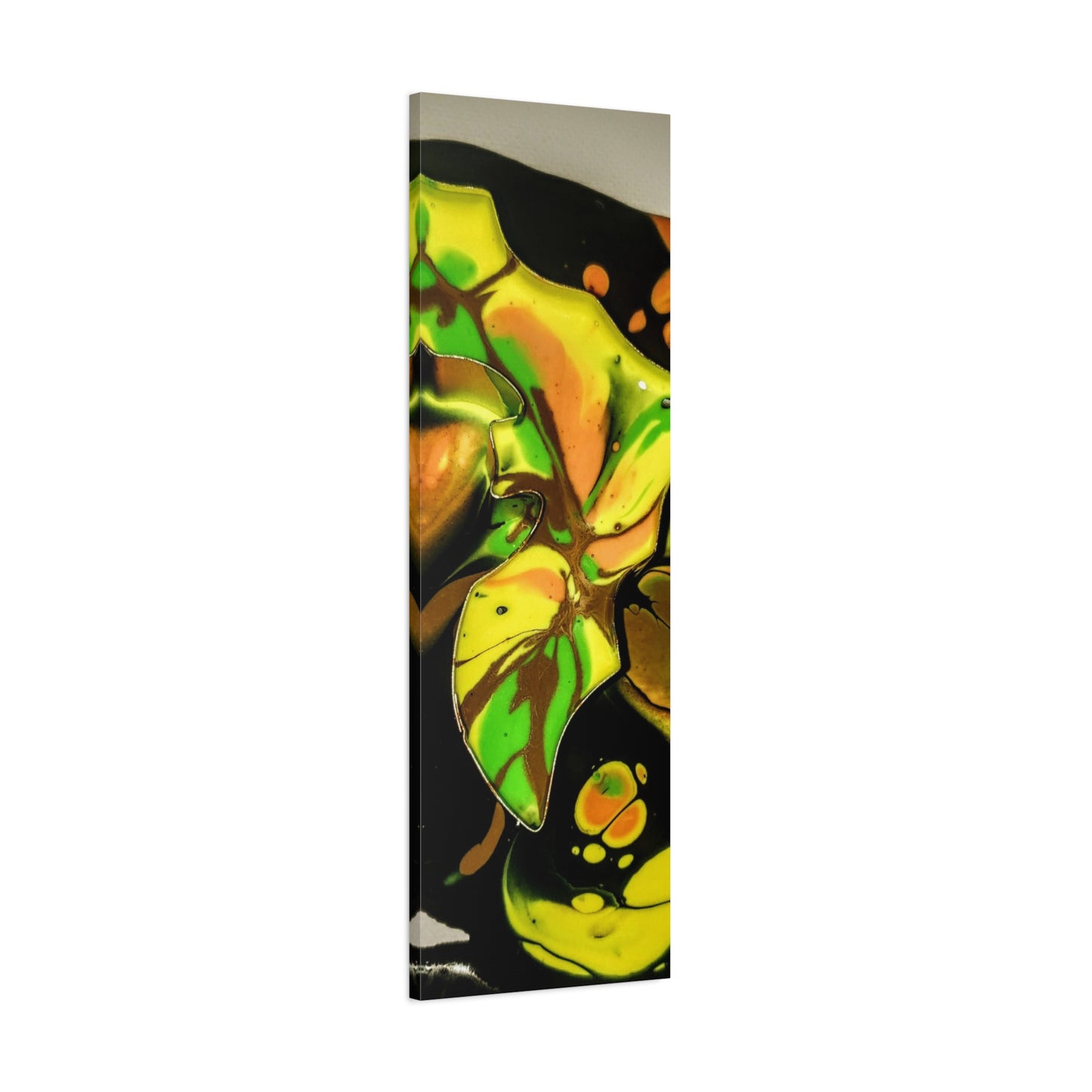 Abstract Green & Gold Fluid Art Matte Canvas Print (Stretched)