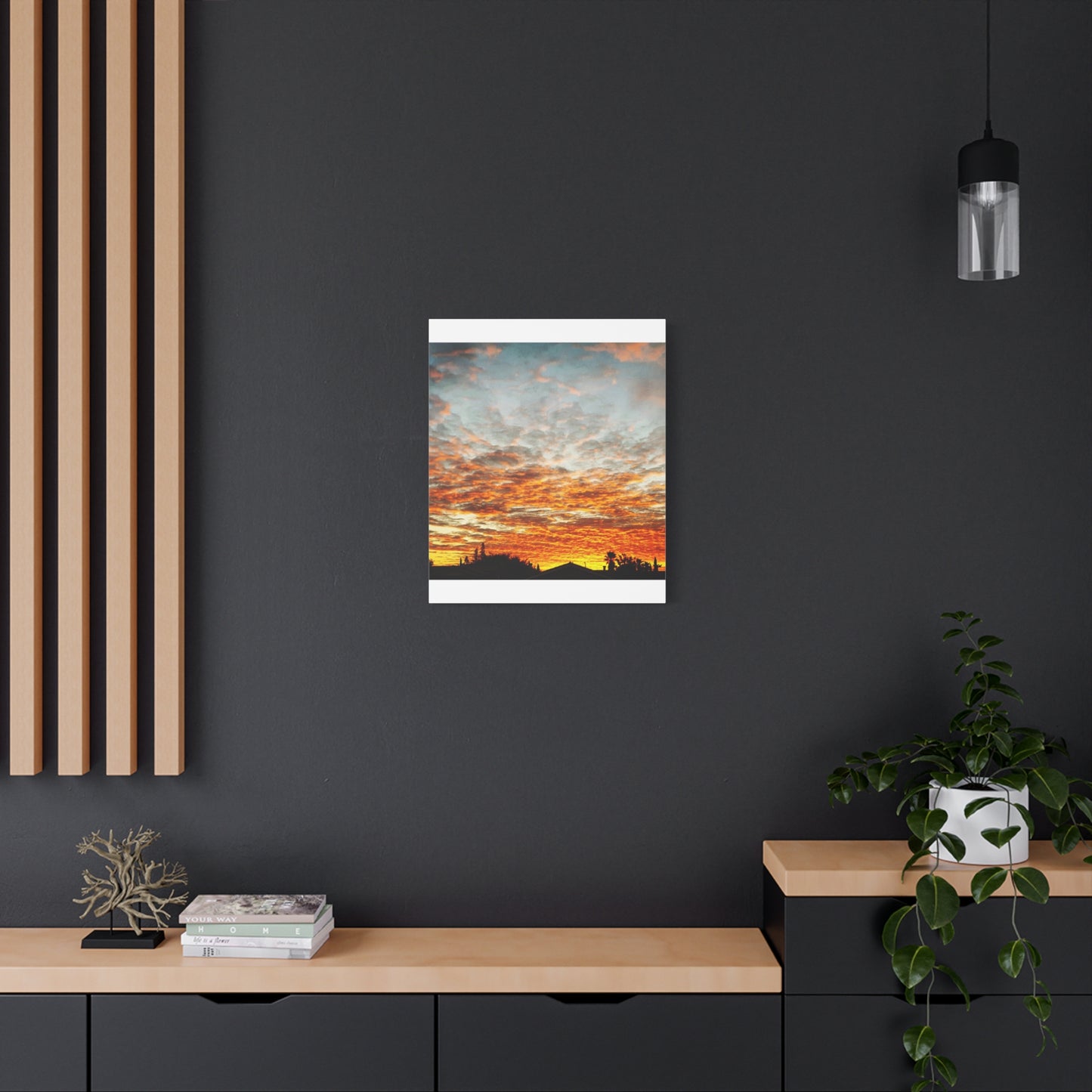 Sunset Sky Canvas Print — Orange Cloudscape Matte Stretched Wall Art