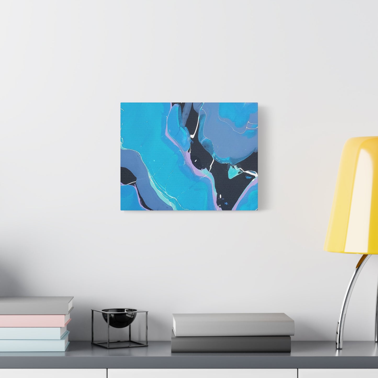 Abstract Blue Fluid Art Canvas Print — Matte Stretched Wall Art 1.25"