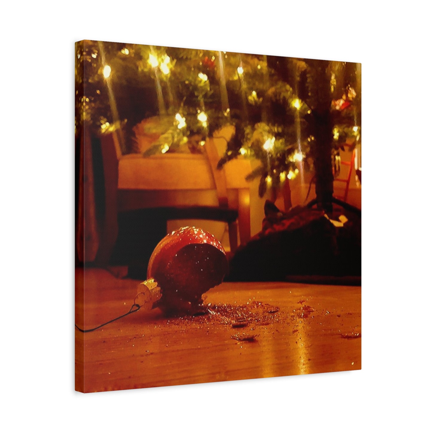 Christmas Tree Ornament Photo Canvas – Cozy Holiday Still Life Wall Art