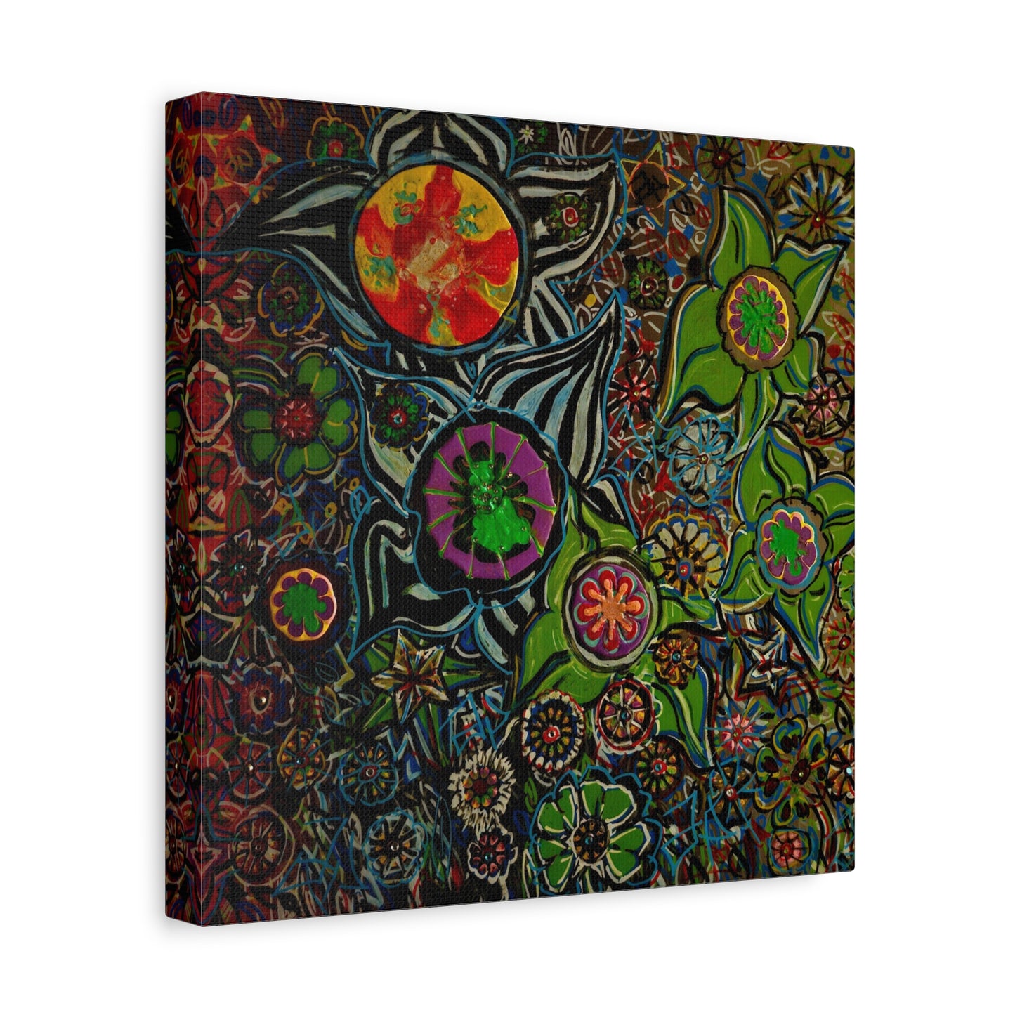 Urban_gardening-03 - Psychedelic Floral Canvas Print — Vibrant Abstract Garden Wall Art