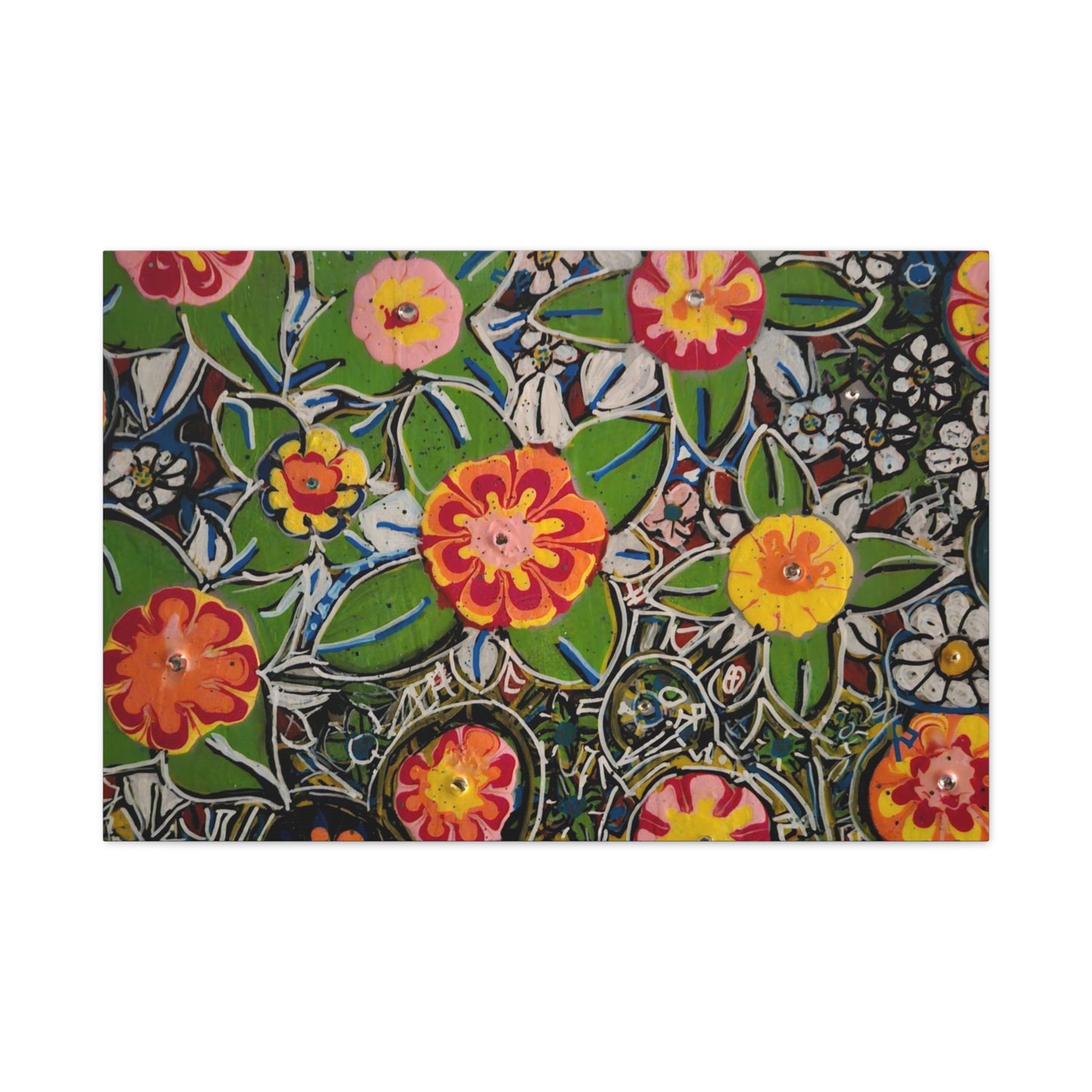 Urban_gardening-04 - Floral Pop Matte Stretched Canvas – Colorful Hand-Painted Garden Wall Art