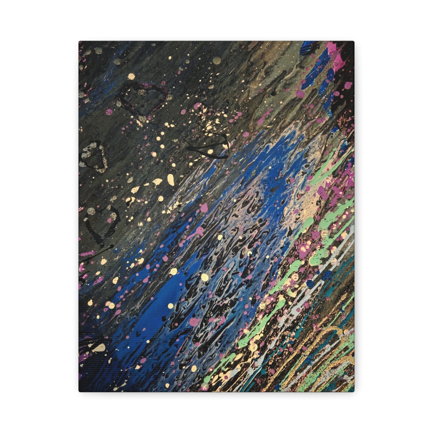 Abstract Splatter Matte Canvas Print — Colorful Fluid Art Wall Decor, Stretched 1.25"