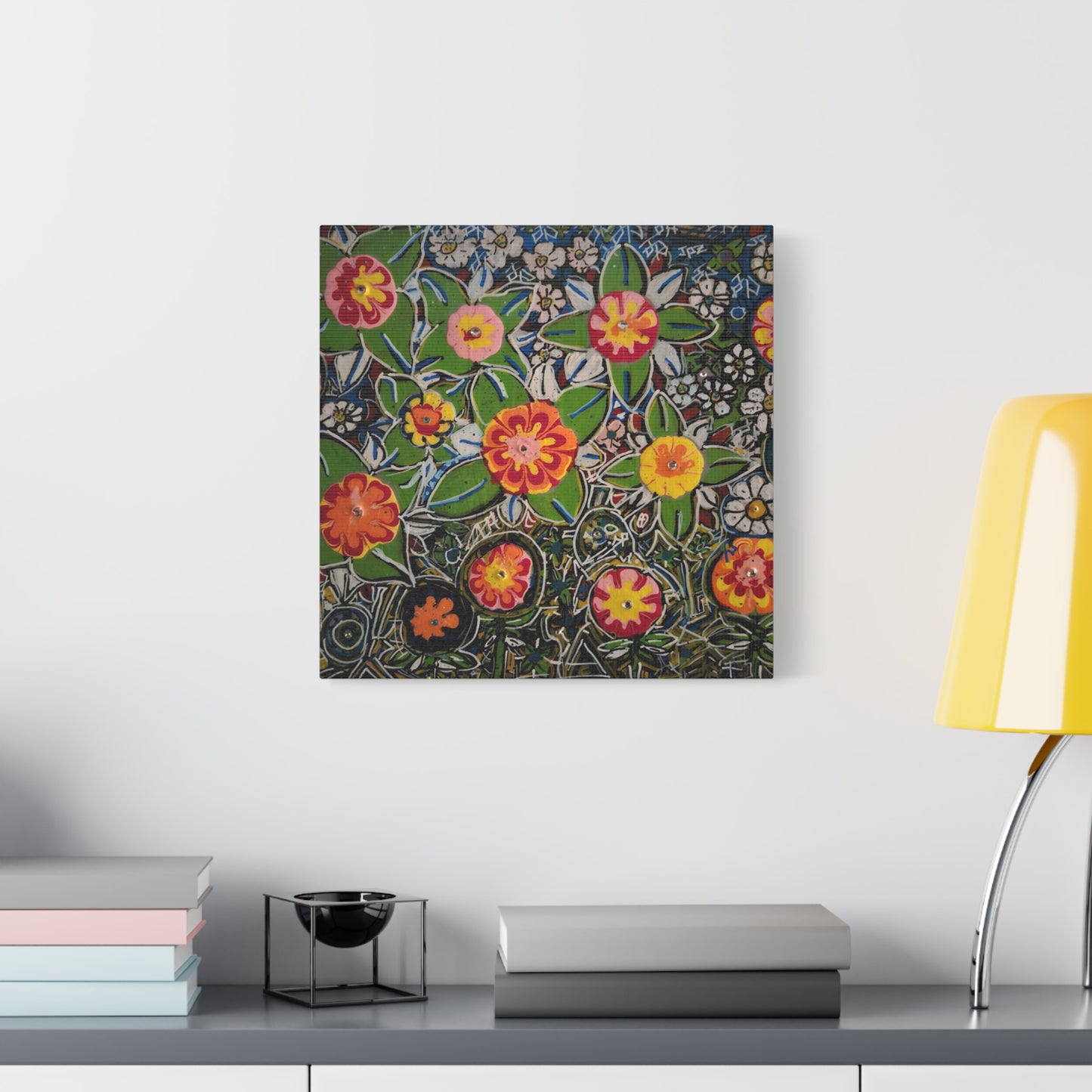 Urban_gardening-04 - Floral Pop Matte Stretched Canvas – Colorful Hand-Painted Garden Wall Art