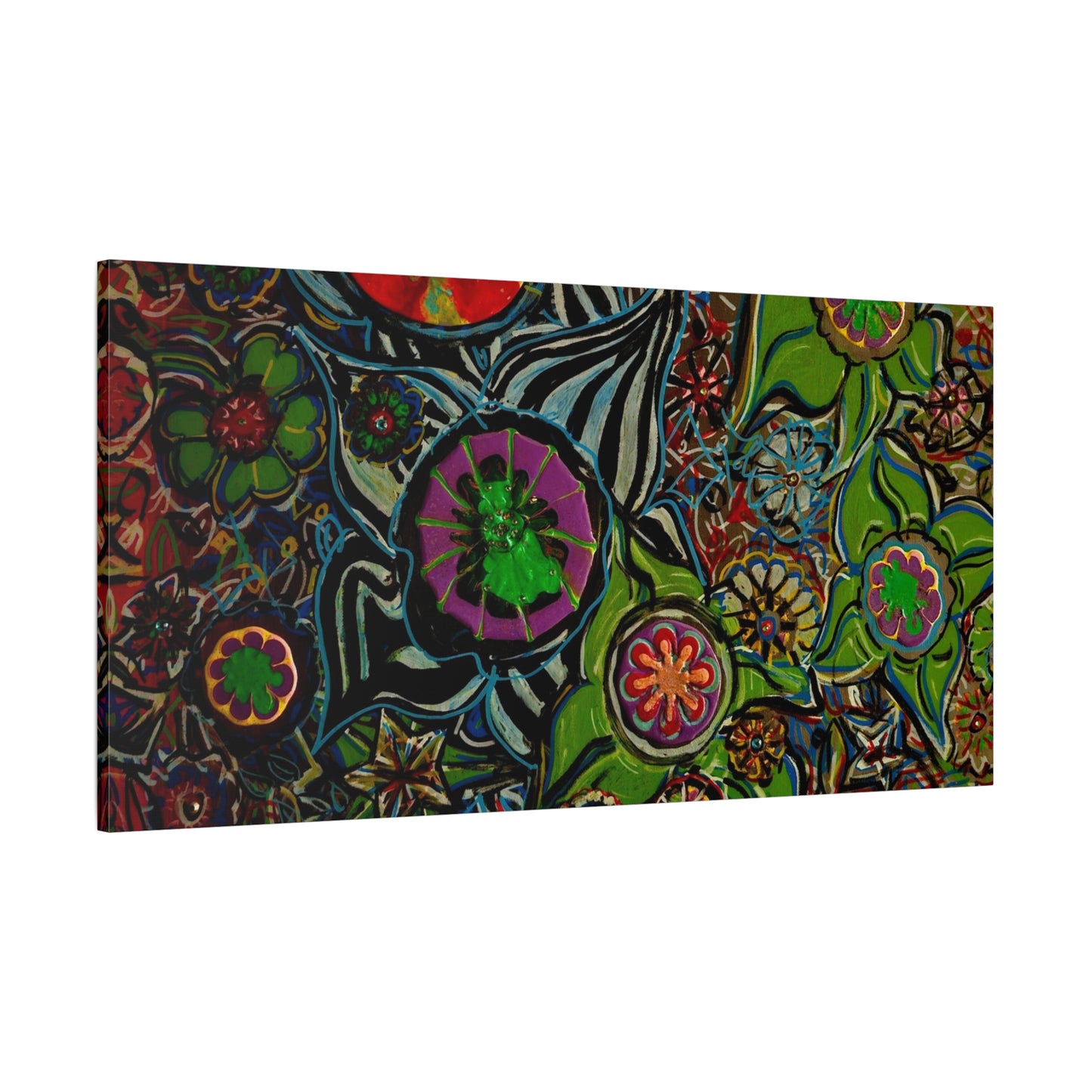 Urban_gardening-03 - Psychedelic Floral Canvas Print — Vibrant Abstract Garden Wall Art