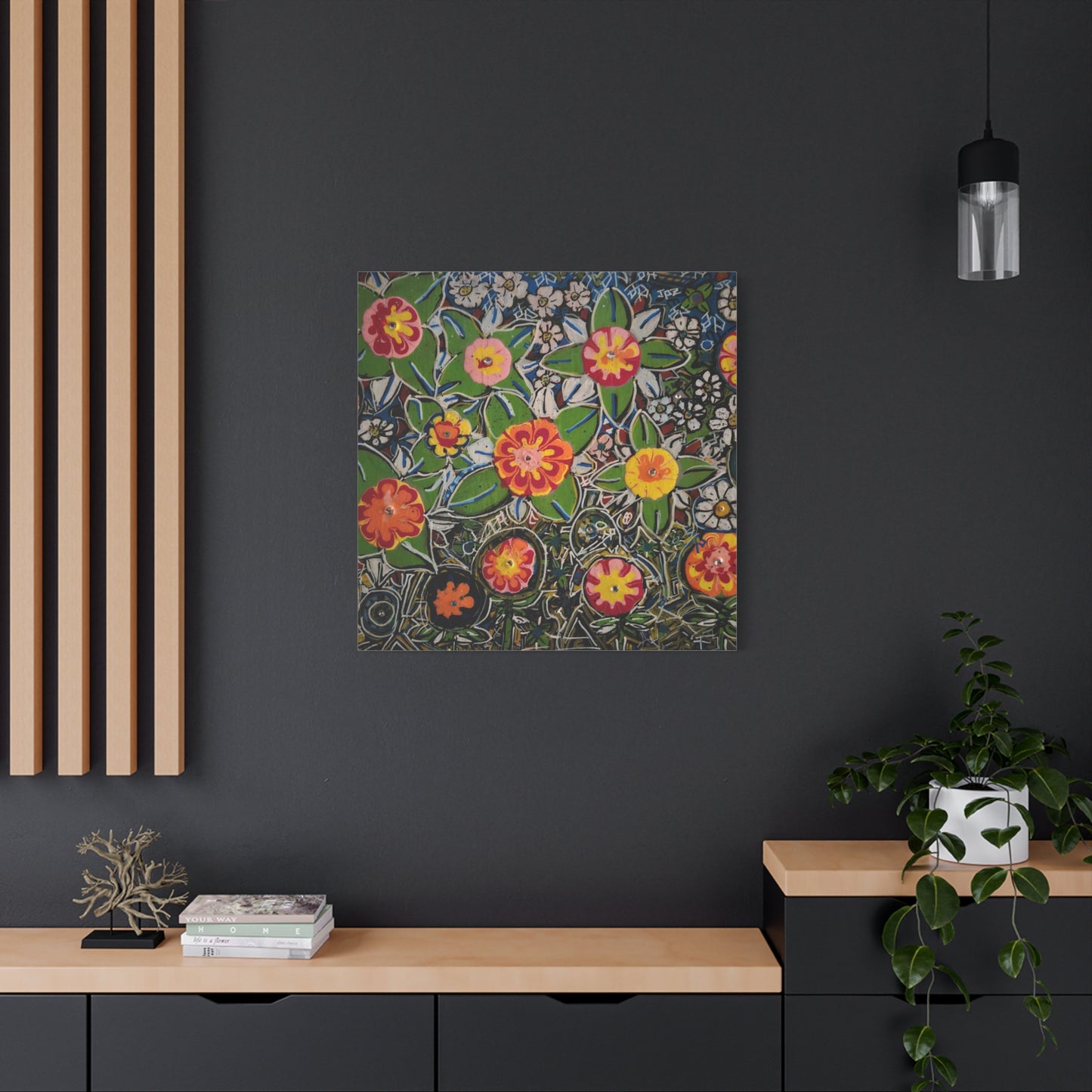 Urban_gardening-04 - Floral Pop Matte Stretched Canvas – Colorful Hand-Painted Garden Wall Art