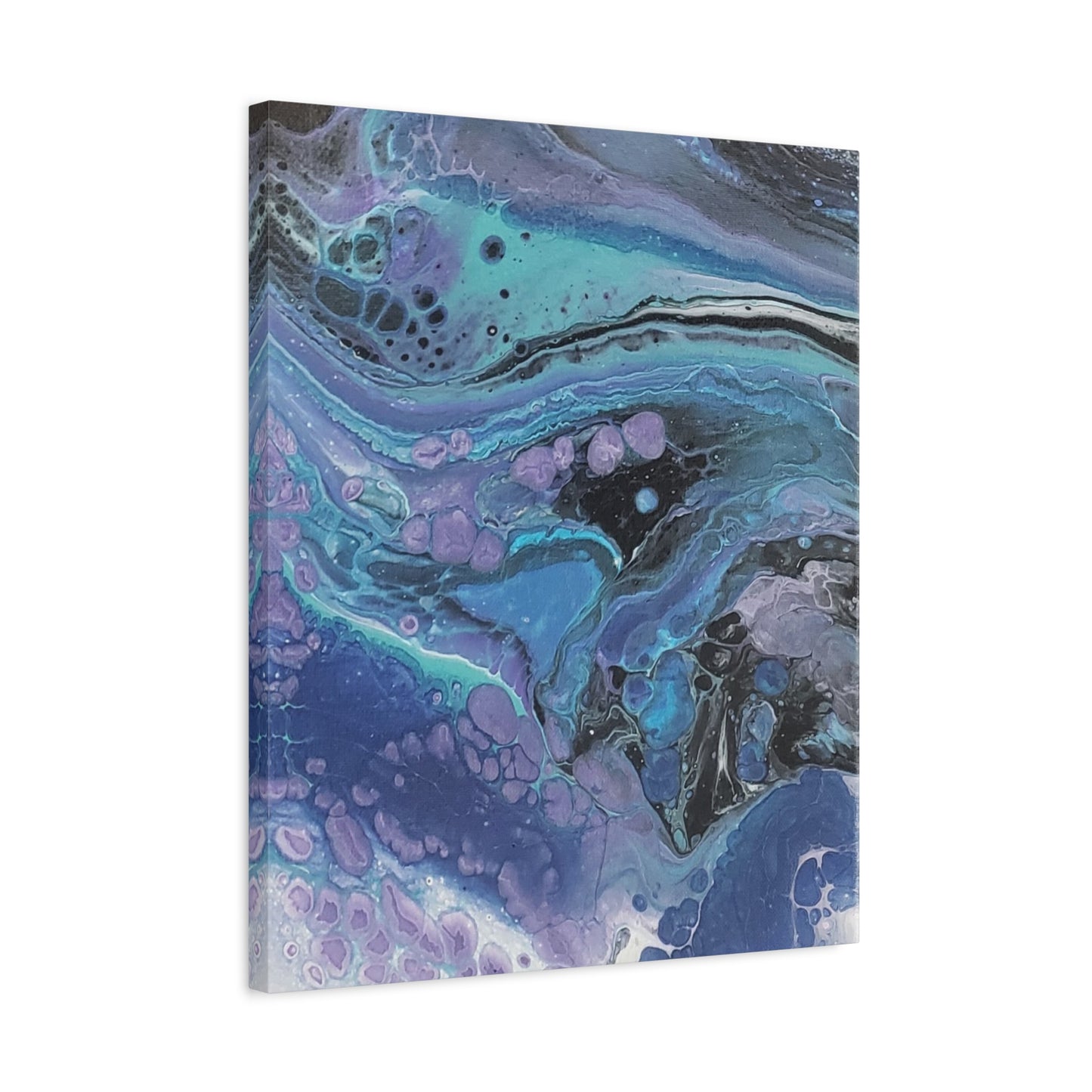 Abstract Ocean Wave Matte Canvas Print — Blue & Purple Fluid Art, Stretched 1.25"