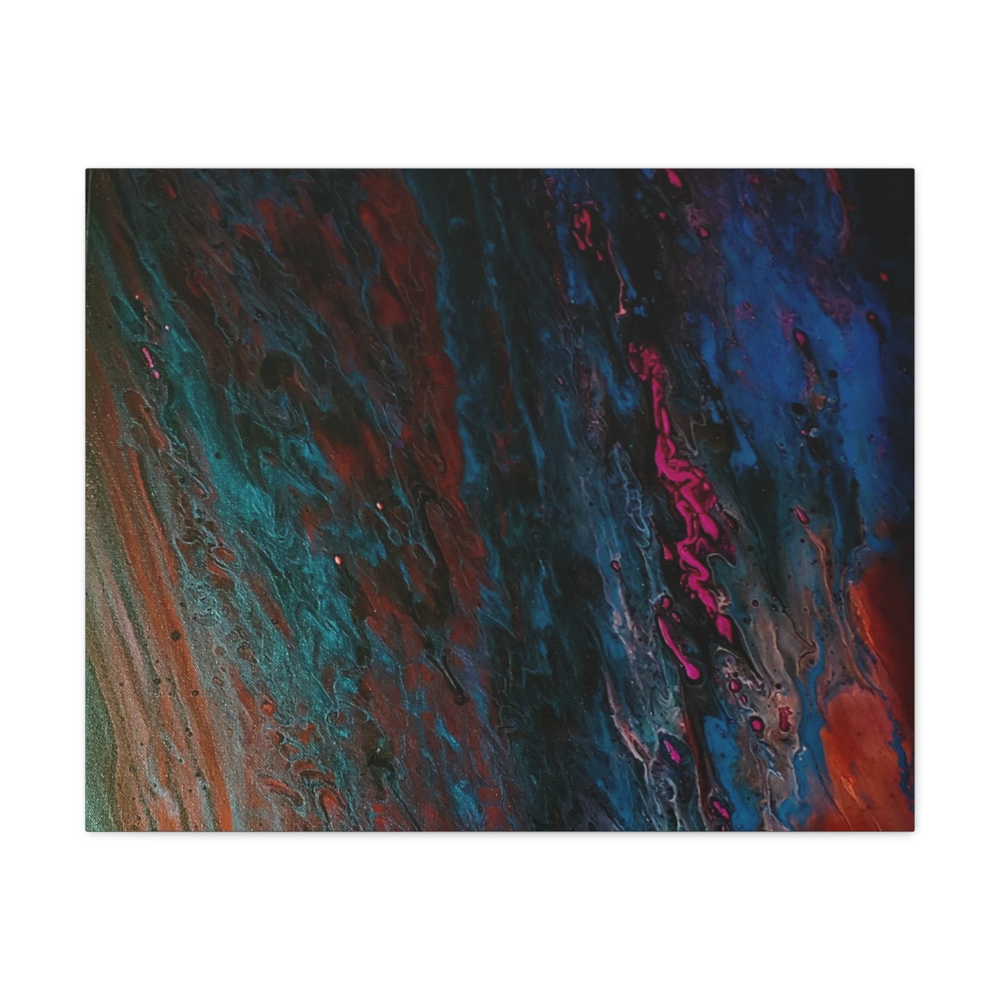 Abstract Fluid Art Canvas Wall Art - Jupiter pour — Vibrant Ocean Night Matte Stretched Canvas