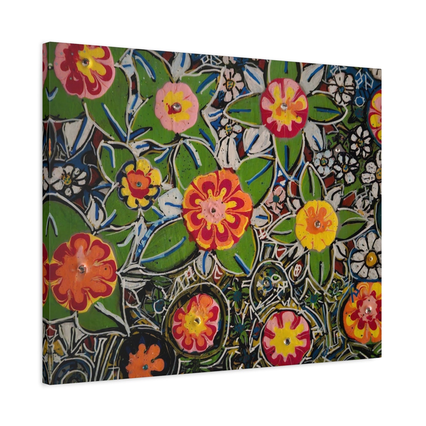 Urban_gardening-04 - Floral Pop Matte Stretched Canvas – Colorful Hand-Painted Garden Wall Art