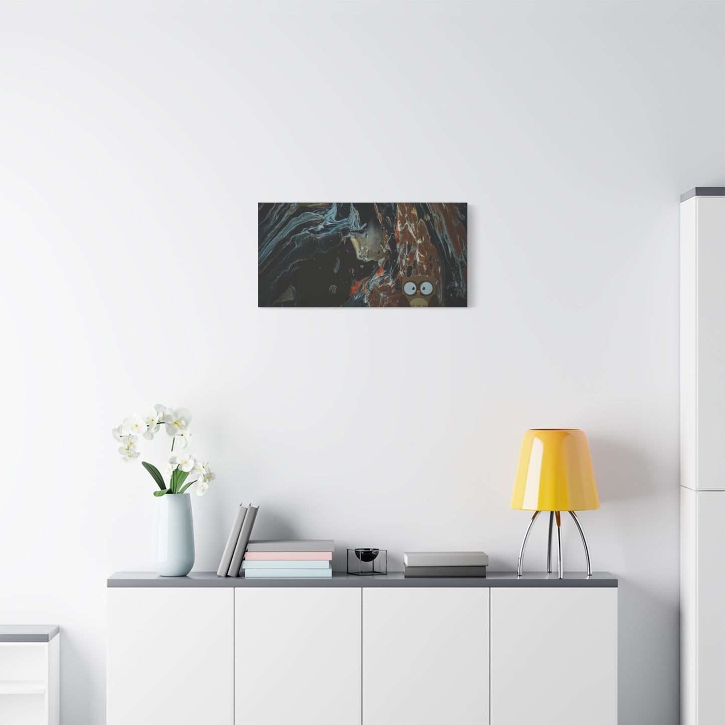 Abstract Swirl Owl Matte Canvas Print