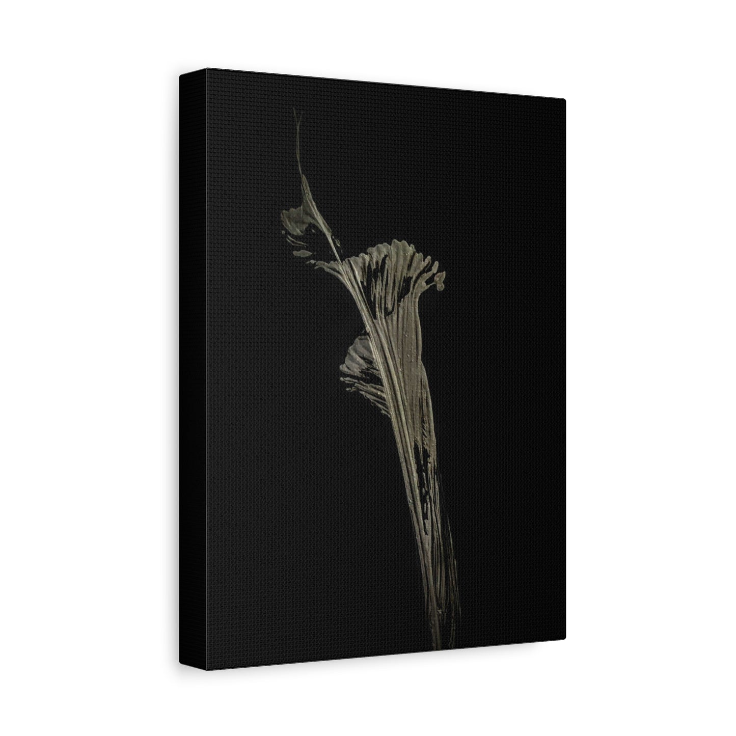 Calla Lilly - Minimalist Botanical Canvas Print — Monochrome Flower Art on Black Matte