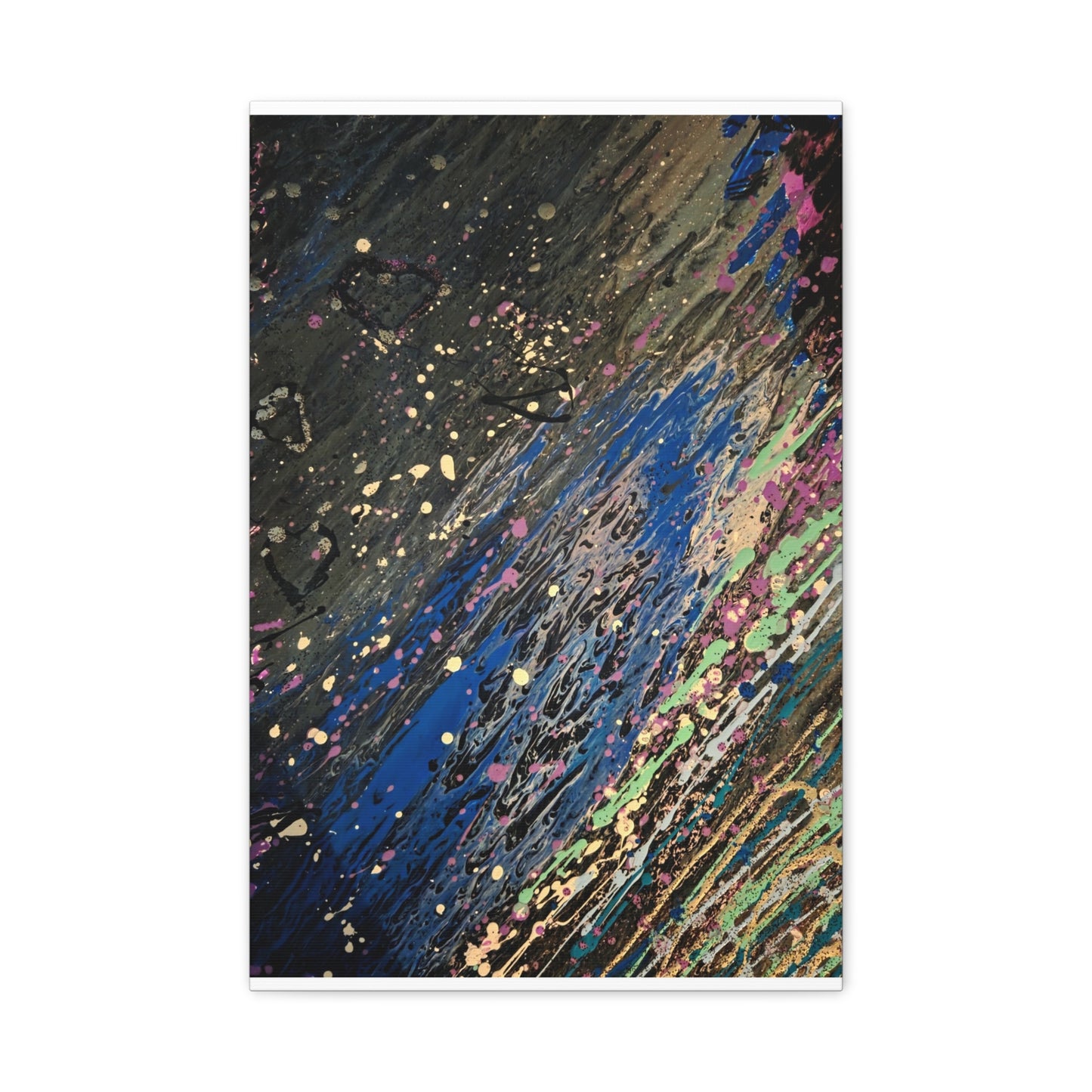 Abstract Splatter Matte Canvas Print — Colorful Fluid Art Wall Decor, Stretched 1.25"