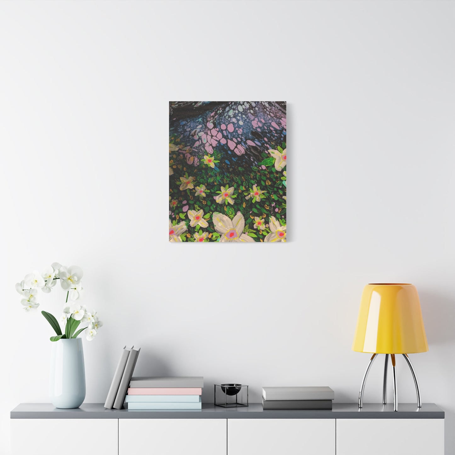 Floetrol&Flowers - Night Pour Garden Matte Canvas Print — Stretched Wall Art